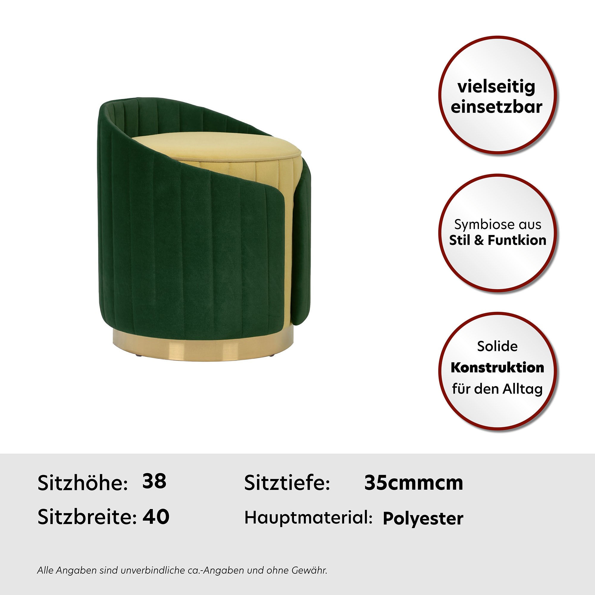 Kayoom Sitzhocker »Hocker Corin 145, Modernes Design, Komfortabel mit Rückenstütze«, (1 St.), zweifarbig, modern, komfortable Rückenstütze