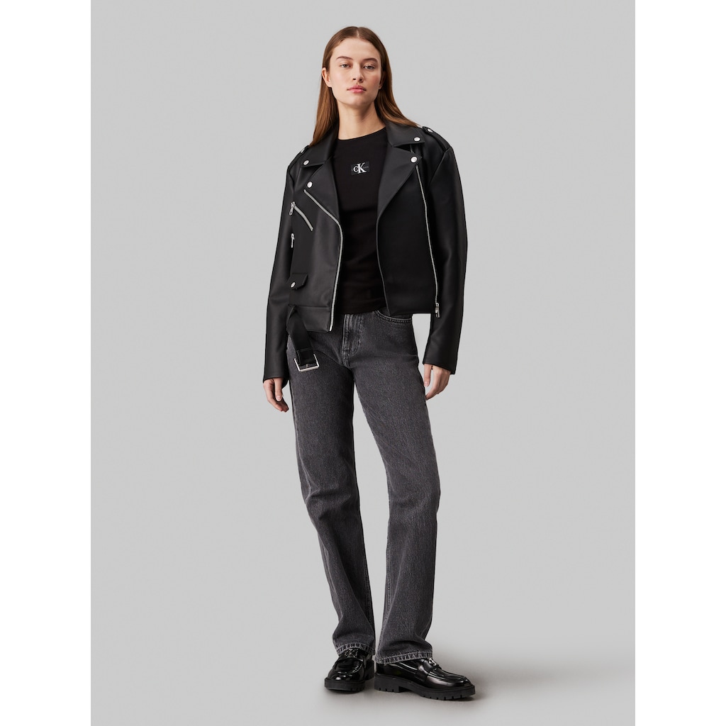 Calvin Klein Jeans Lederjacke »CLASSIC FAUX LEATHER BIKER«, mit Gürtel