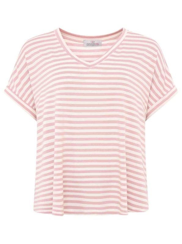 Zwillingsherz T-Shirt ""Maritime Streifen"", One Size, Kurzarm, V-Ausschnit günstig online kaufen