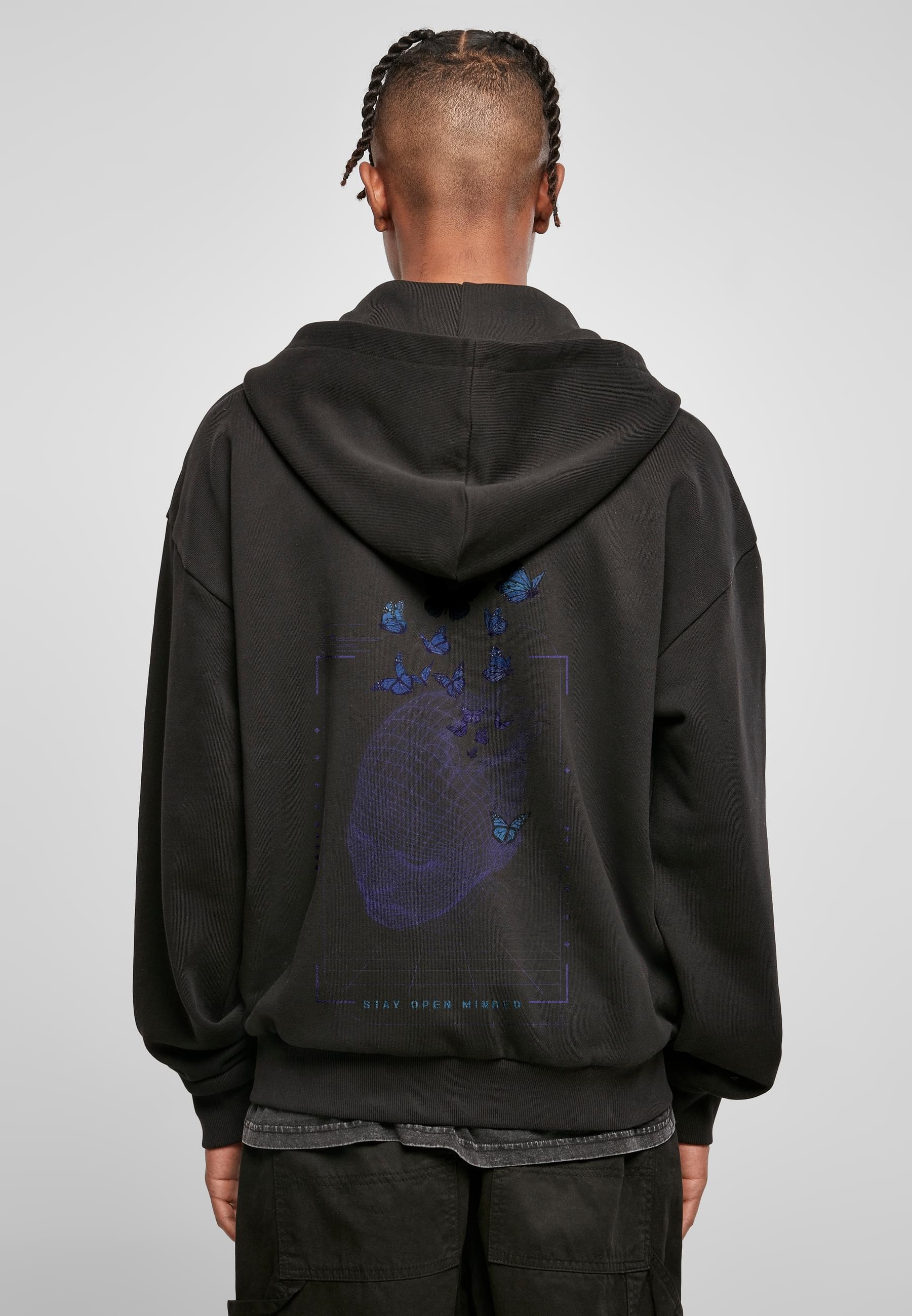 MisterTee Sweatjacke »MisterTee Herren Grid Head Butterfly Oversize Hoody«