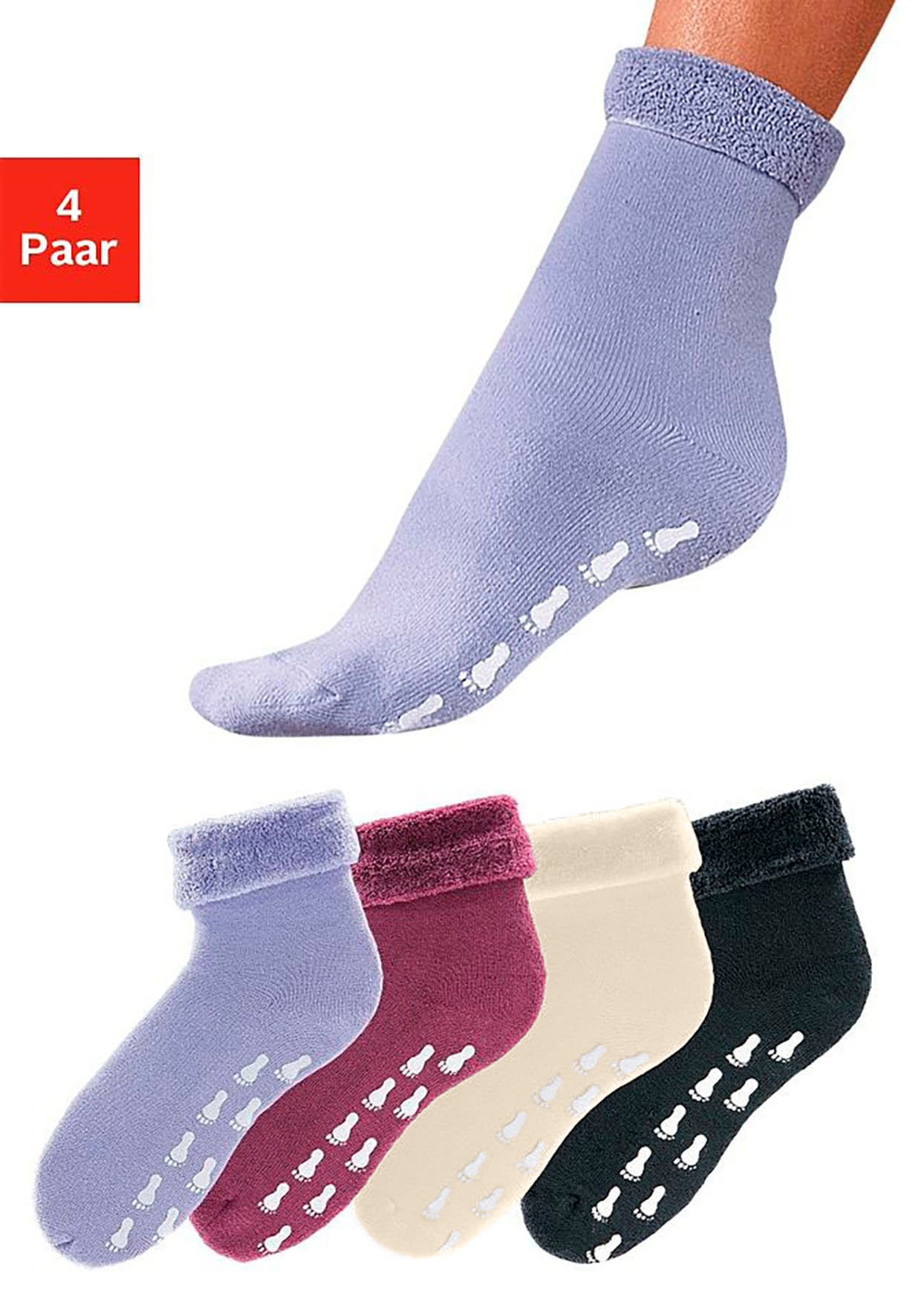 Go in ABS-Socken Packung, 4 Stk. tlg. mit Antirutschsohle und Vollfrottee günstig online kaufen
