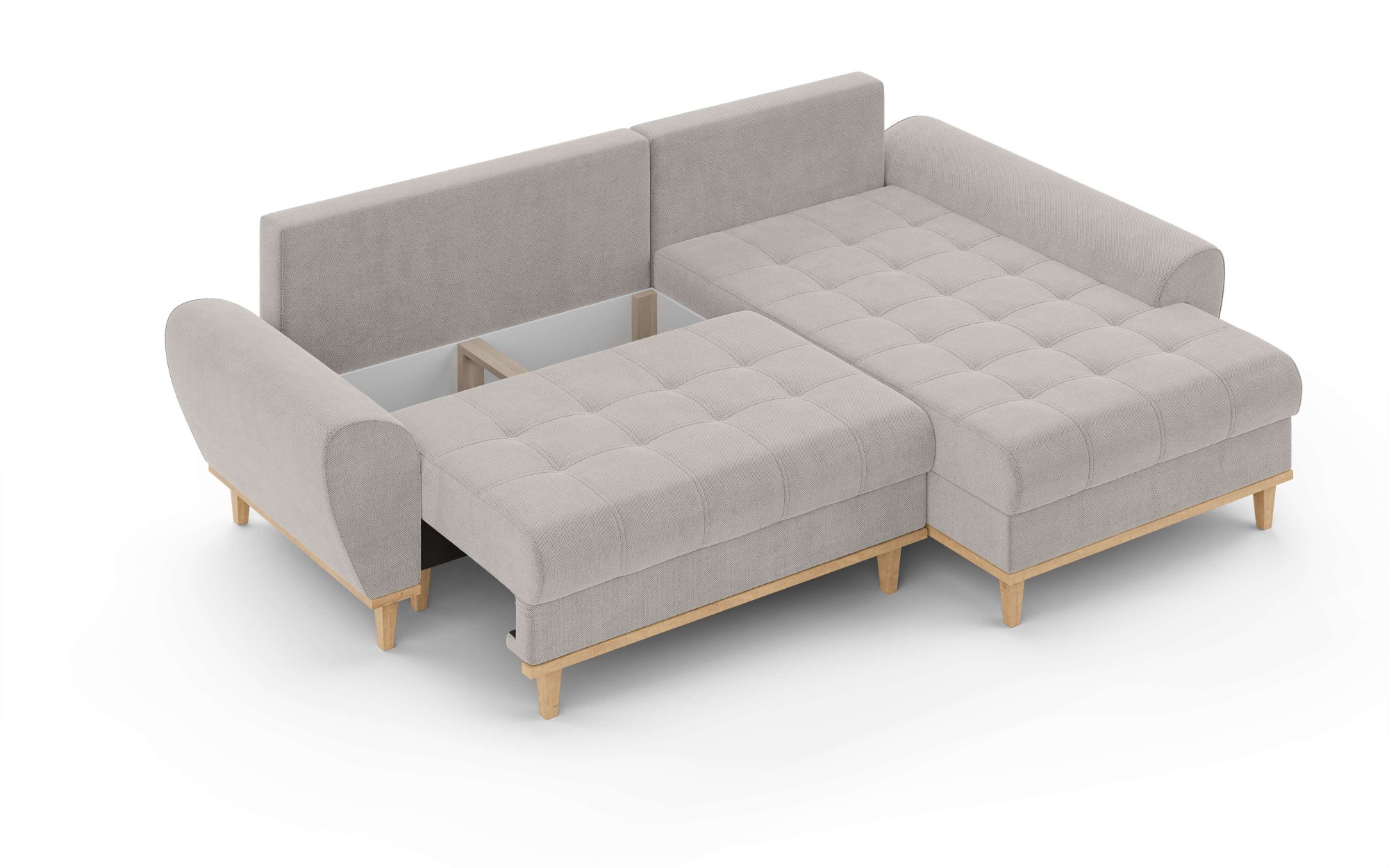 Home affaire Ecksofa »Ahrdorf mit Bettfunktion und Bettkasten, Maße: B/H/T 268/86/175 cm«, L-Form mit 3 Rückenkissen und moderne gerundete Armlehnen