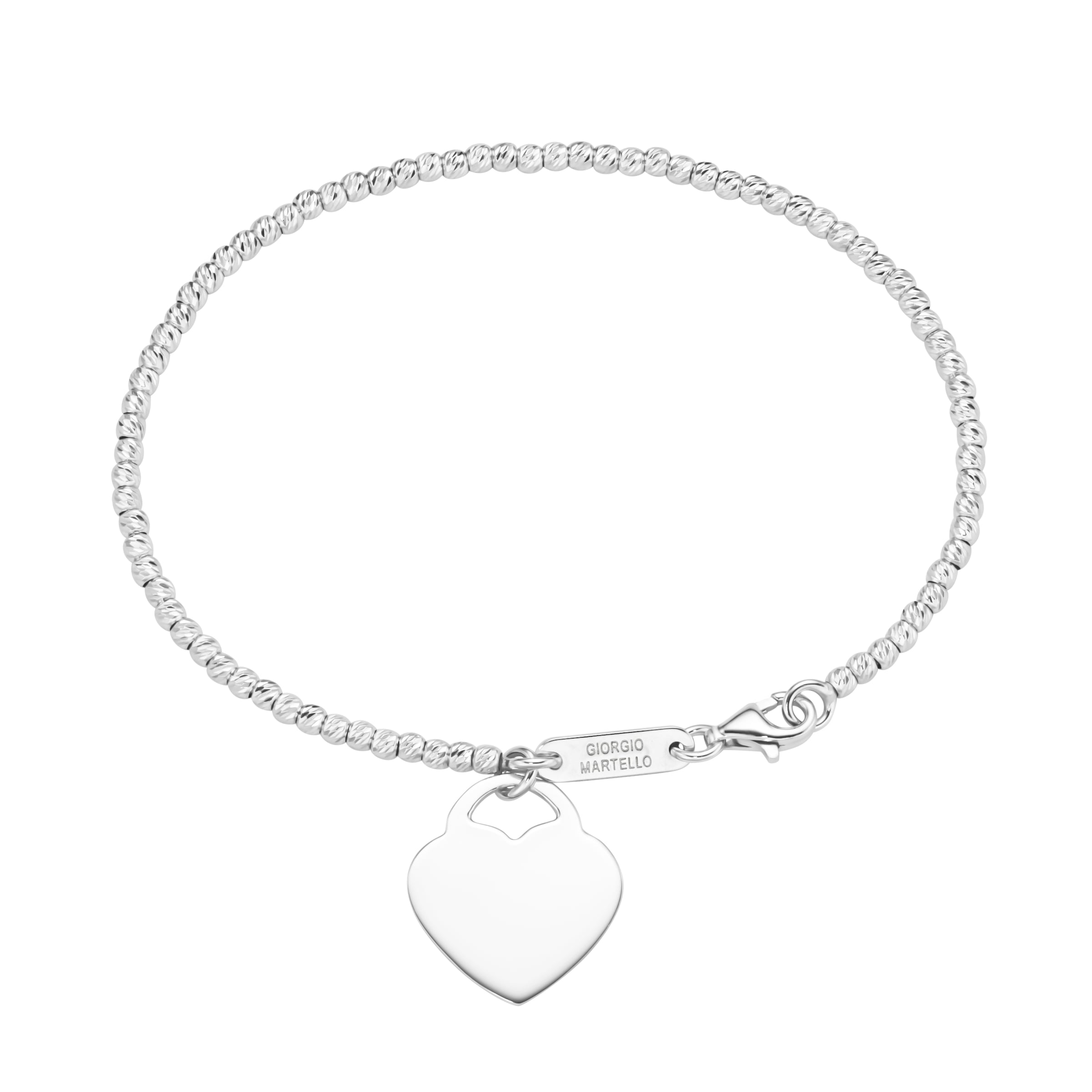 Armband »Kugelkette diamantiert mit Anhänger Herz, Silber 925«