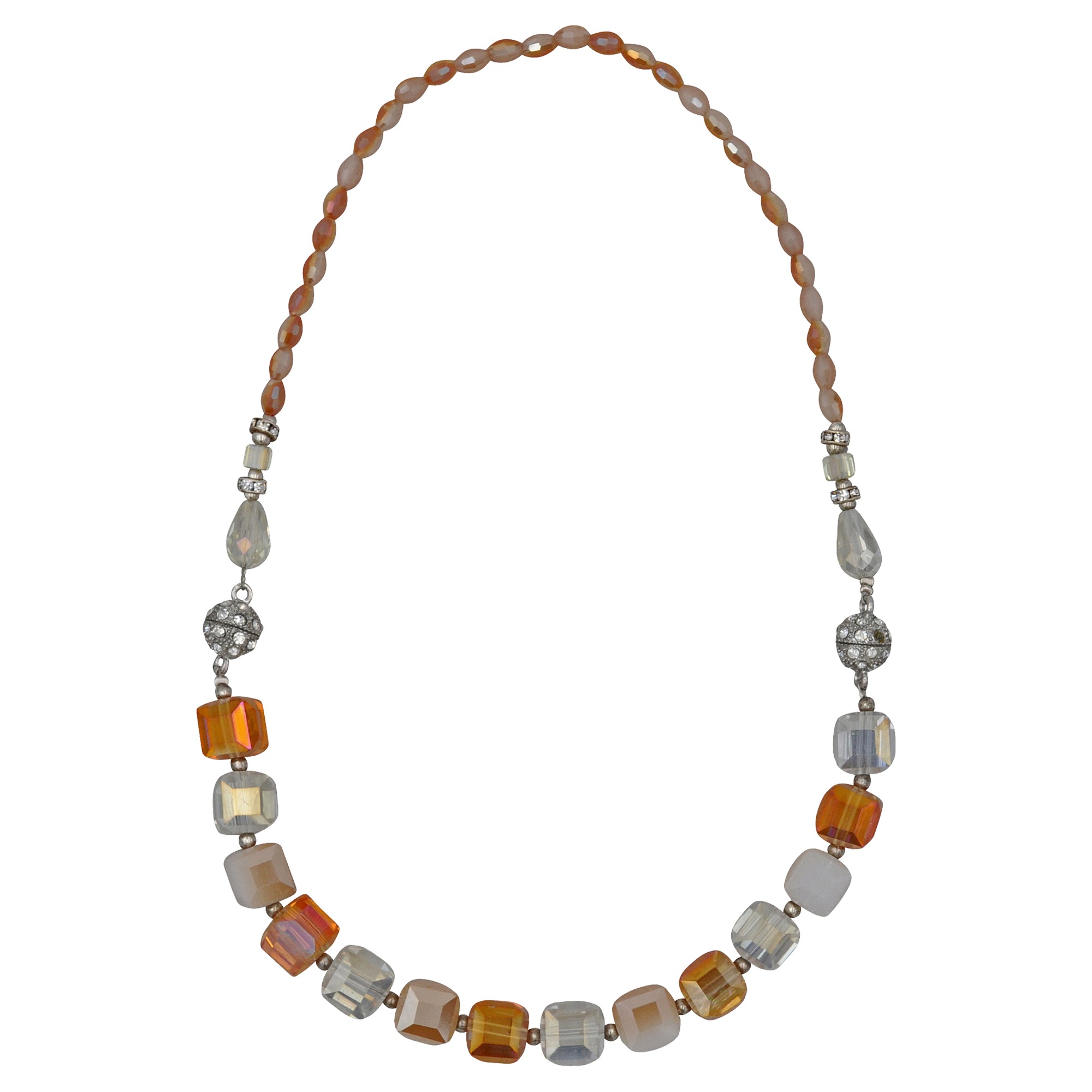 Collierkettchen STEUER "Kette mit Magnetschließe, auch als Armband tragbar", beige (champagner), Halsketten, Damen, 44cm, Metall, L: 44 B: 10mm, glänzend, Collier, B:10mm
