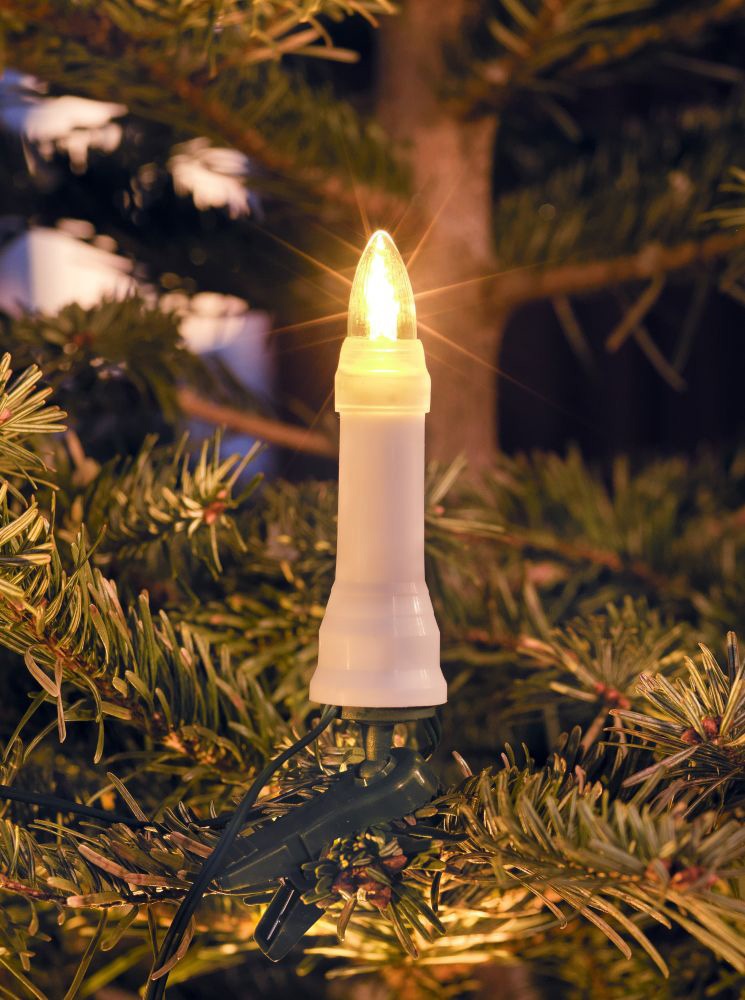 KONSTSMIDE LED-Christbaumkerzen »Weihnachtsdeko aussen, Christbaumschmuck«, Topbirnen, One String, 25 warm weiße Dioden