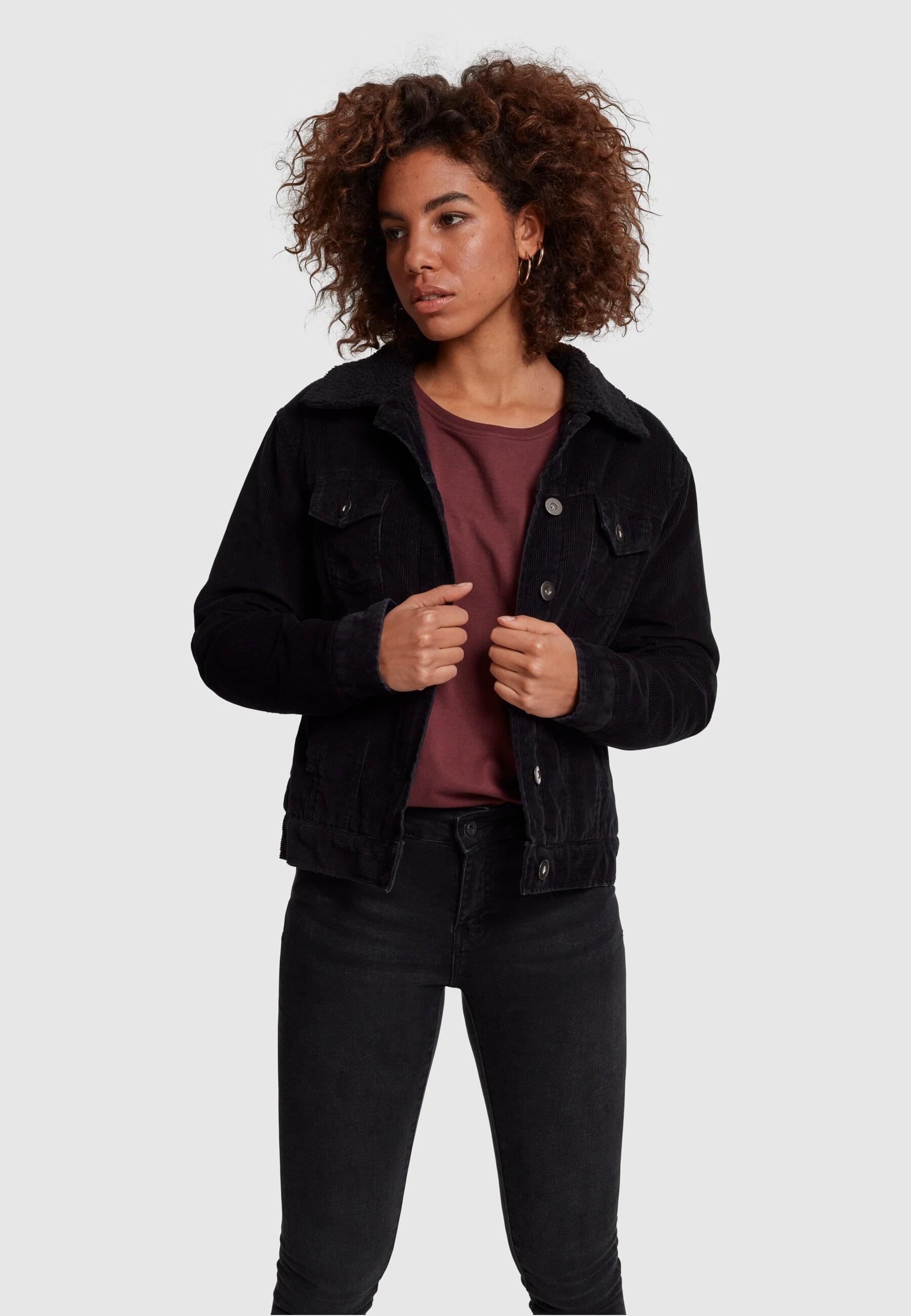 URBAN CLASSICS Winterjacke »Urban Classics Damen Ladies Sherpa Corduroy Jacket«, (1 St.), ohne Kapuze