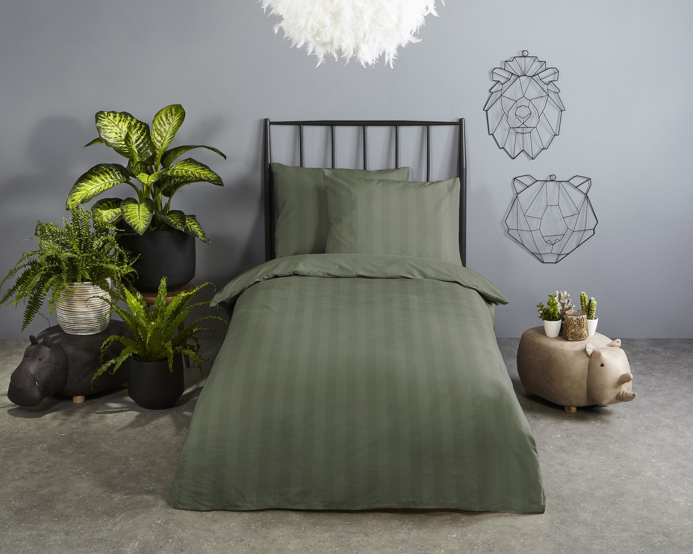 Descanso Babybettwäsche "Hotel Sevilla" 2 Satin, Reißverschluss, Wende, Luxe, Streifen, uni