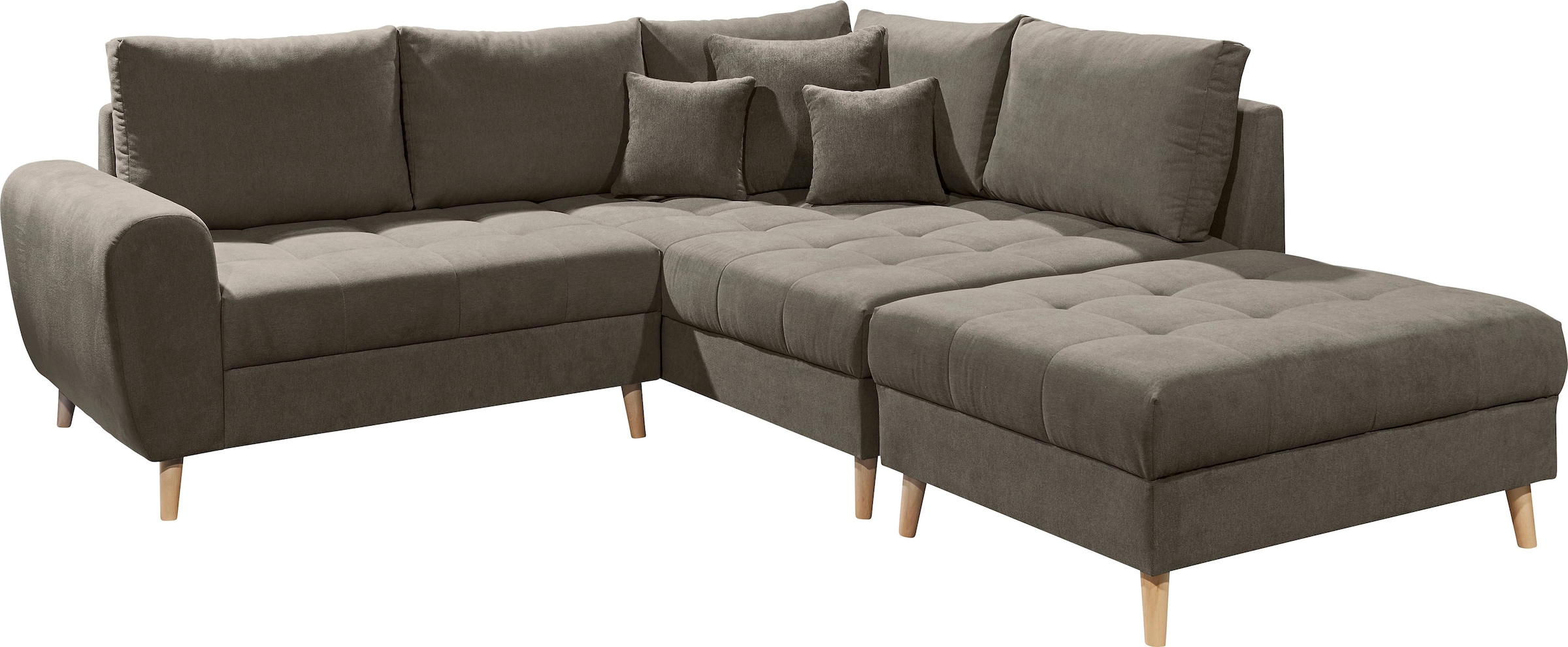 ED EXCITING DESIGN Ecksofa »Alice L-Form«, (Set), mit Hocker, Rückenkissen, Zierkissen, frei im Raum stellbar