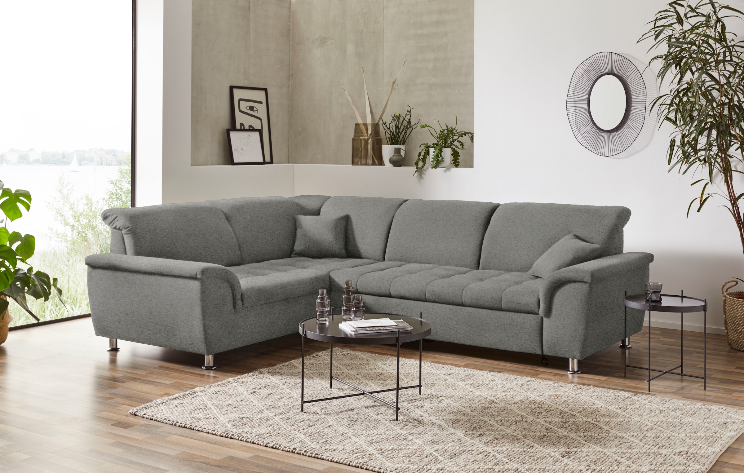 DOMO collection Ecksofa "Franzi, zeitlos und elegant, moderne Sitzheftung, günstig online kaufen