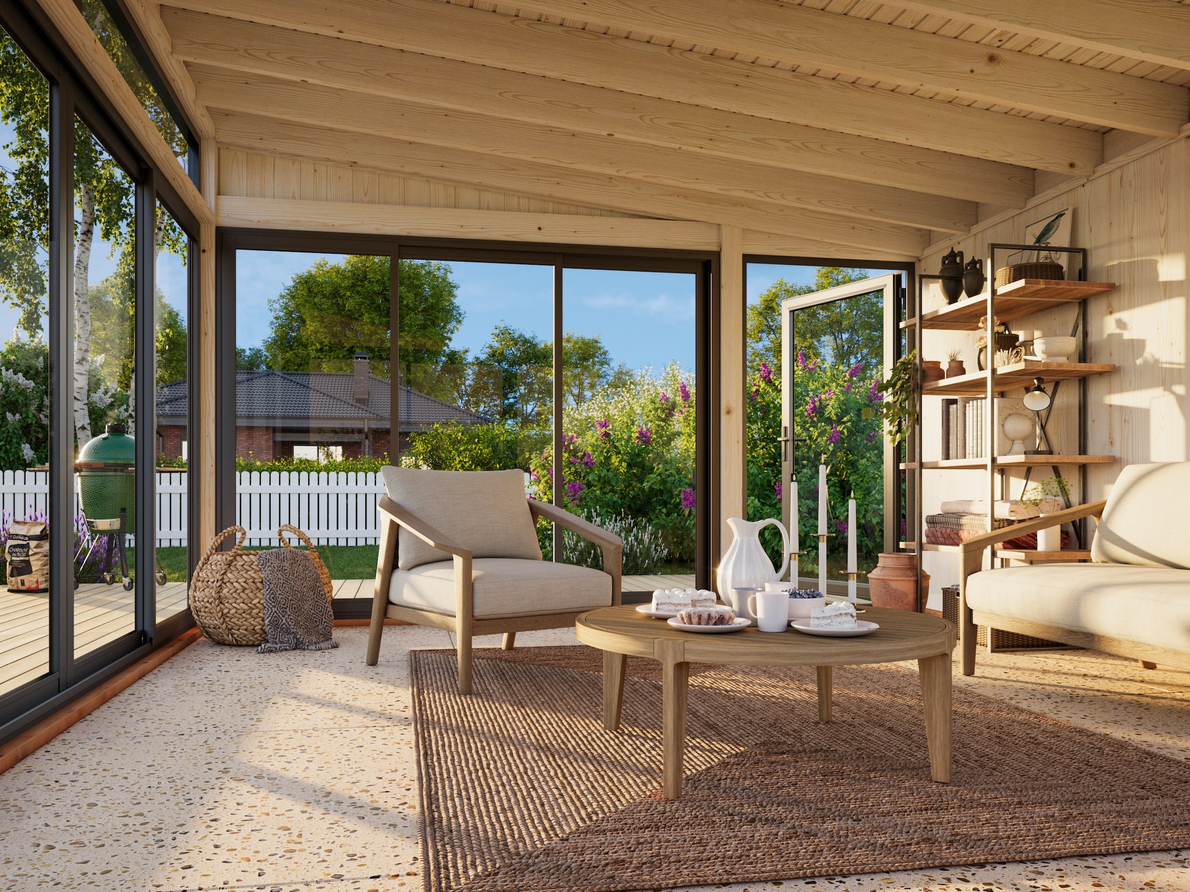 Palmako Holzpavillon »Saga 16,6 m² Slide« BxTxH: 430x430x276 cm