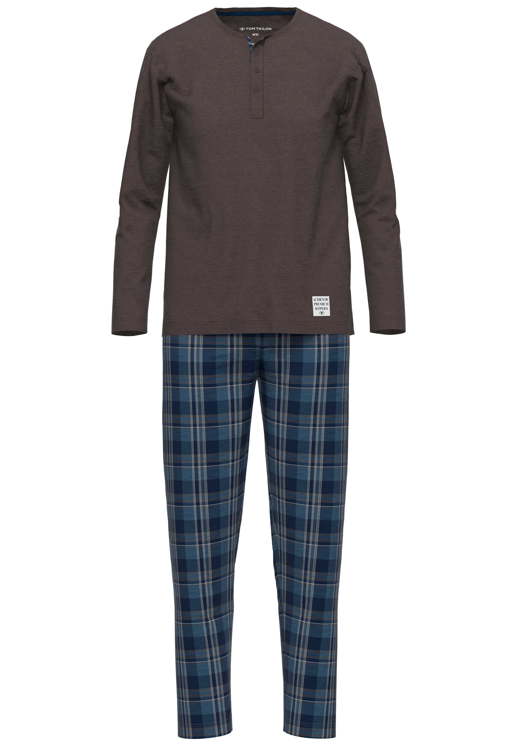 TOM TAILOR Schlafanzug "Rhodos" 2 Stk. tlg., karierte Hose, lange Ärmel, Co günstig online kaufen