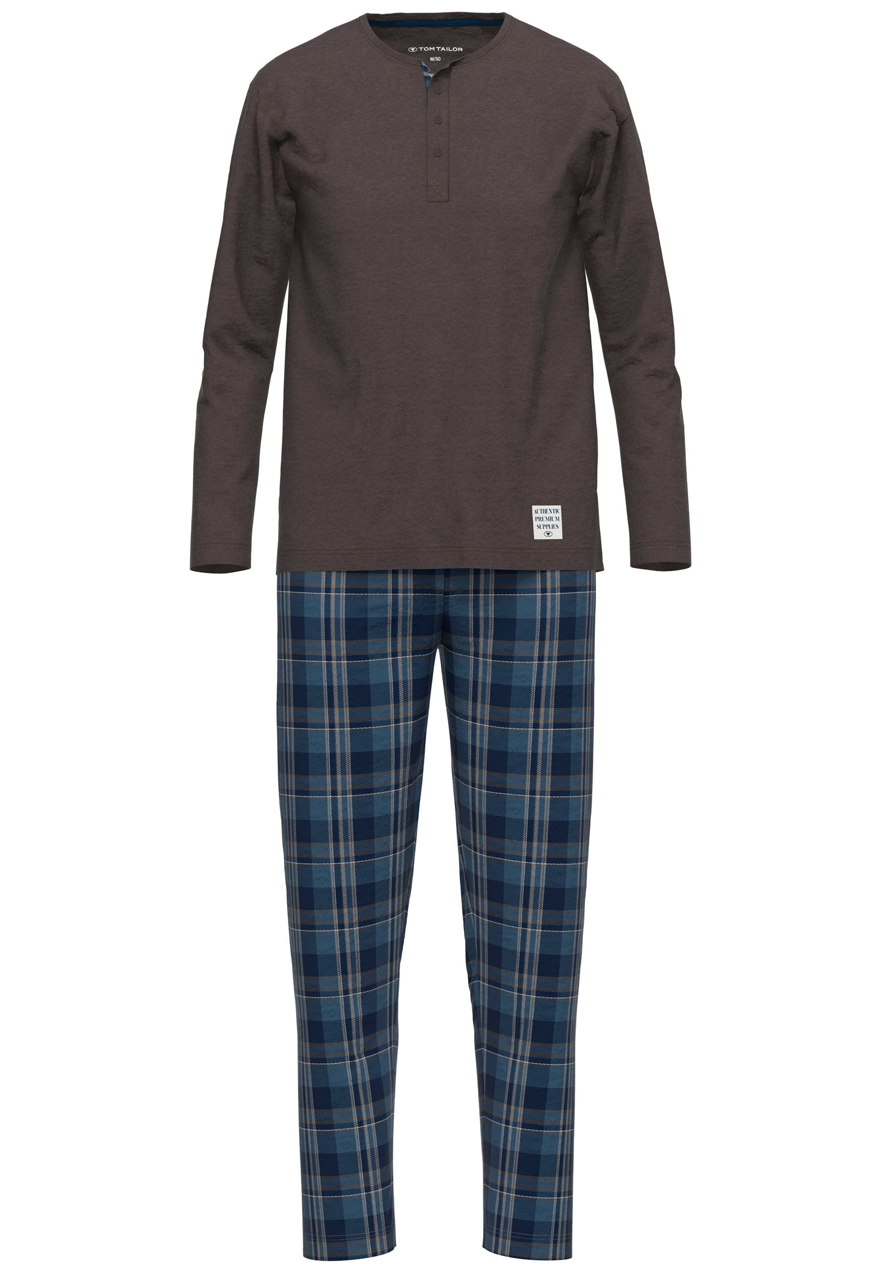 TOM TAILOR Schlafanzug "Rhodos" 2 tlg. karierte Hose, lange Ärmel, Cotton-M günstig online kaufen