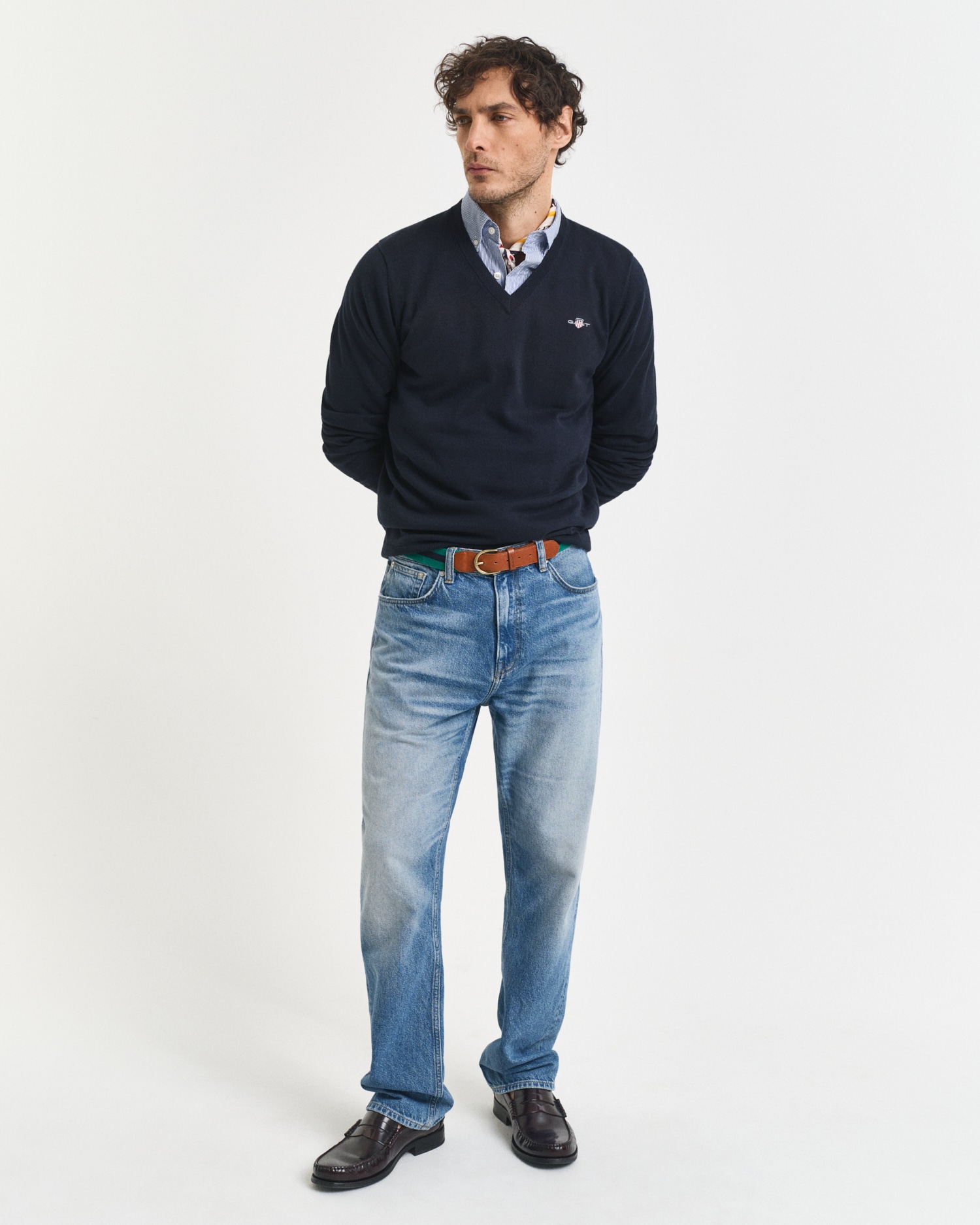 Gant V-Ausschnitt-Pullover »Classic Cotton V-Neck« Premium Strickjersey aus weicher 100% Baumwolle, Übergangspullover