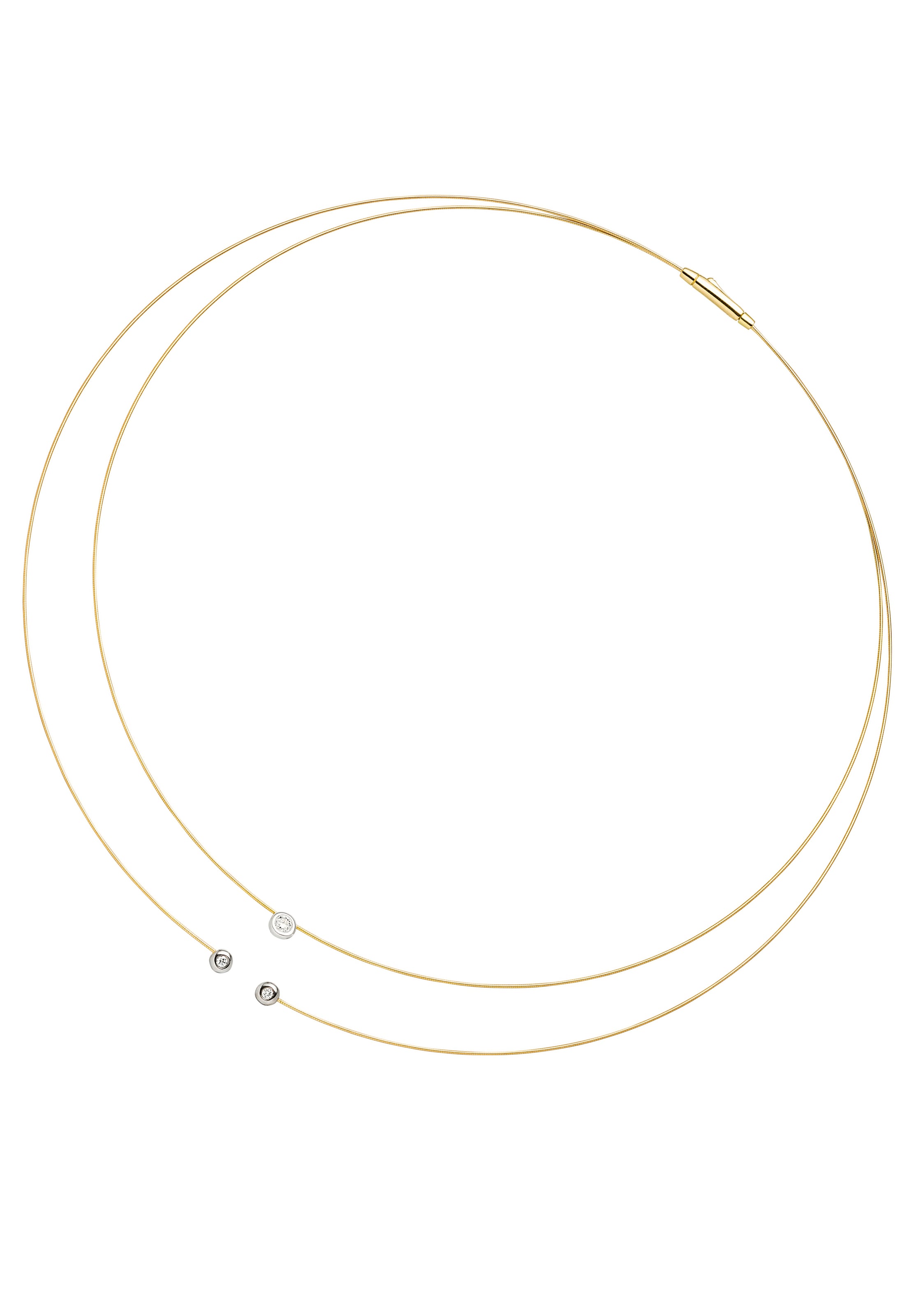 JOBO Kette mit Anhänger »Halsreif 2-reihig mit 3 Diamanten«, 750 Gold  bicolor 42 cm online bestellen | BAUR