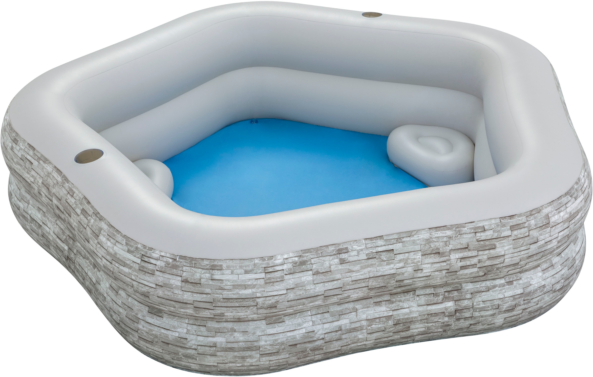 Bestway Planschbecken »Family Pool TruPrint™«, 213x206x53 cm, in Steinwand-Optik Cremegrau