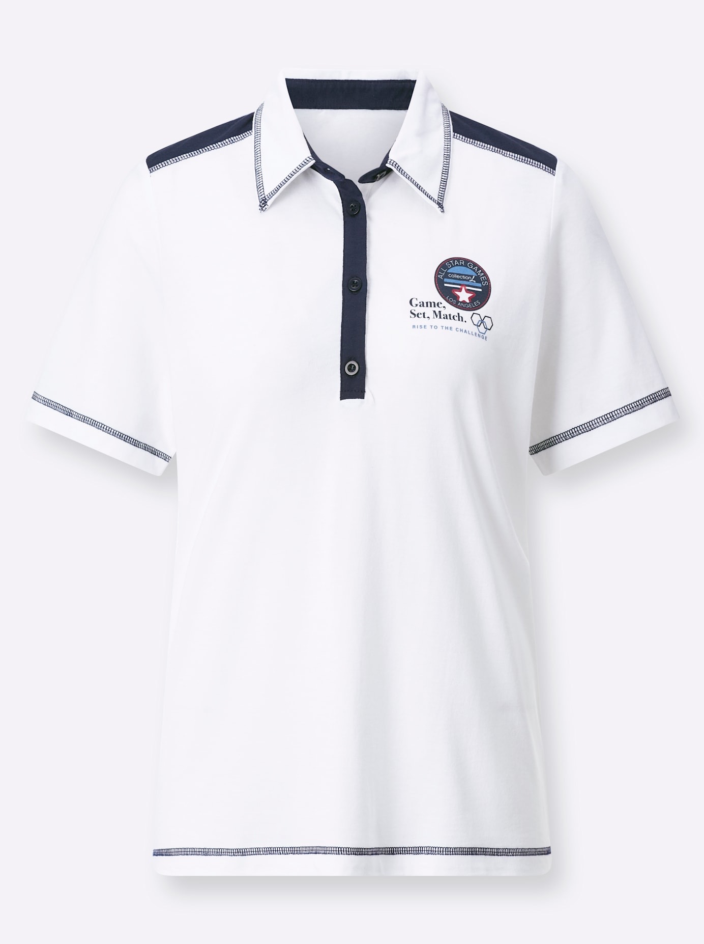 Poloshirt CASUAL LOOKS "Shirt", Damen, Gr. 38, weiß, 50% Baumwolle, 50% Modal, bedruckt, gemustert, unifarben, Shirts 3