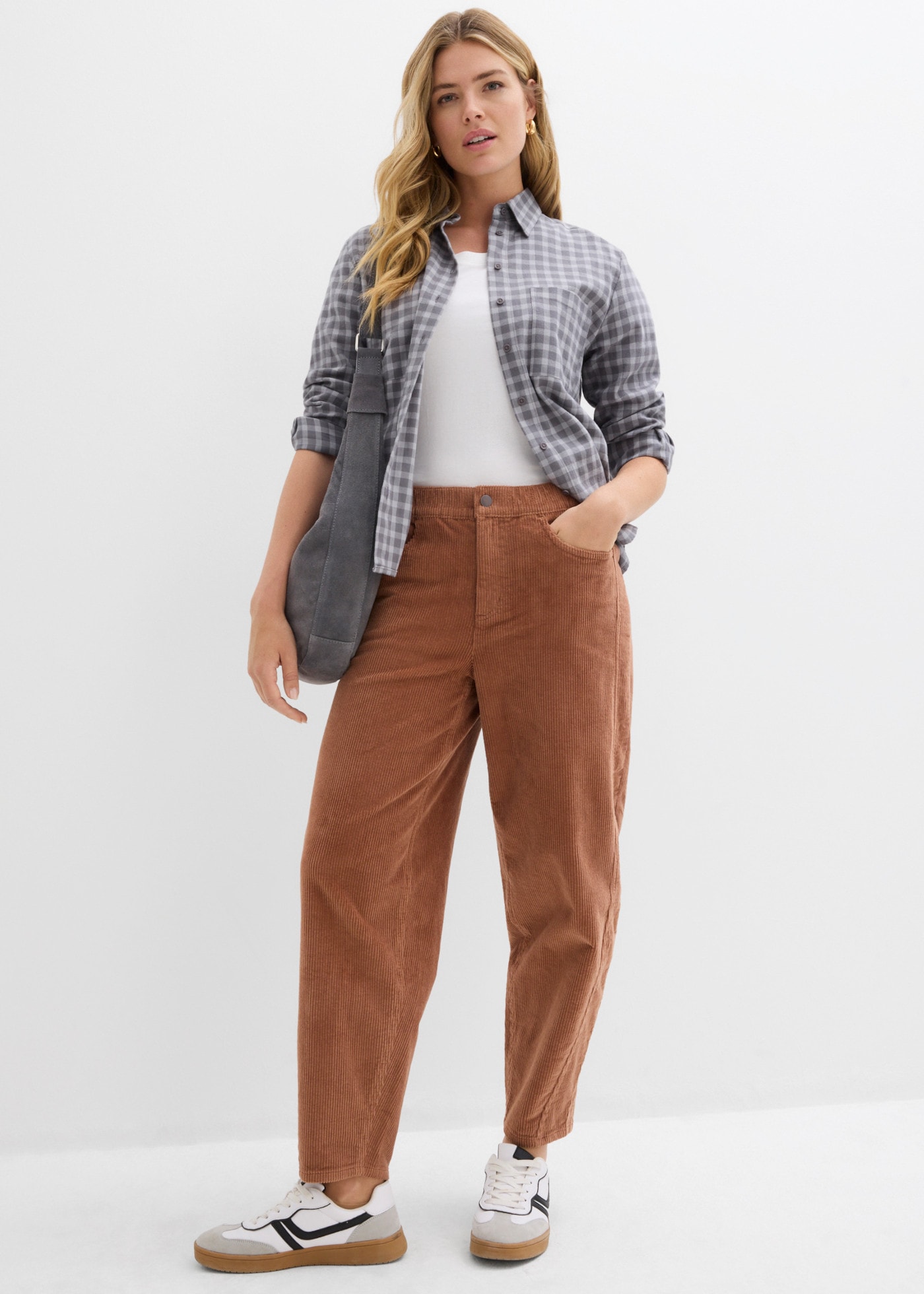 bonprix Cordhose  in 7/8-Länge, mit elastischem Bund, Loose Fit