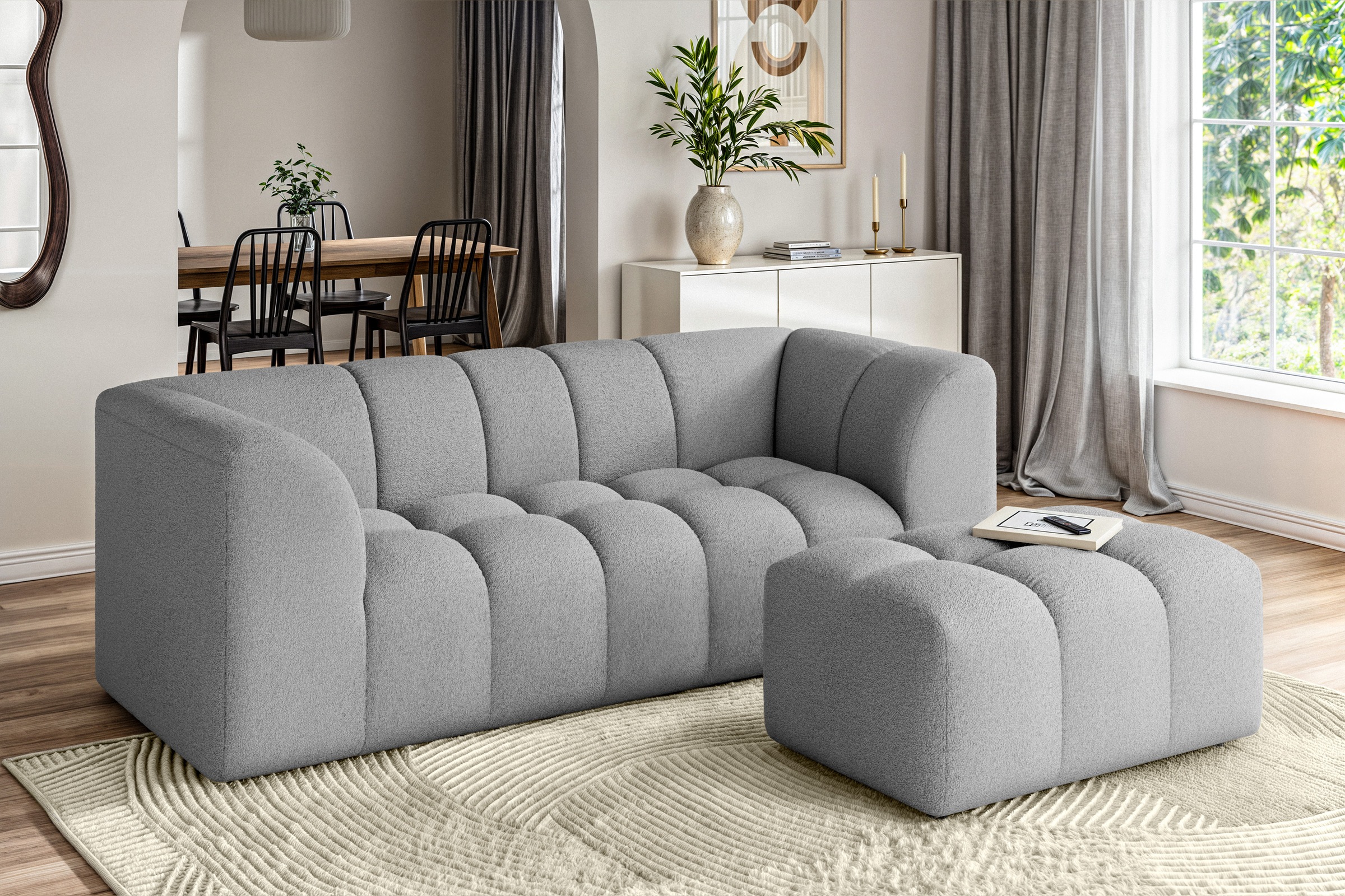 Thumbnail - Home affaire Polsterhocker "TUURE Sitzhocker, Bubble-Optik, Maße B/T/H: 124/80/46 cm" moderne Steppung, hoher Sitzkomfor...