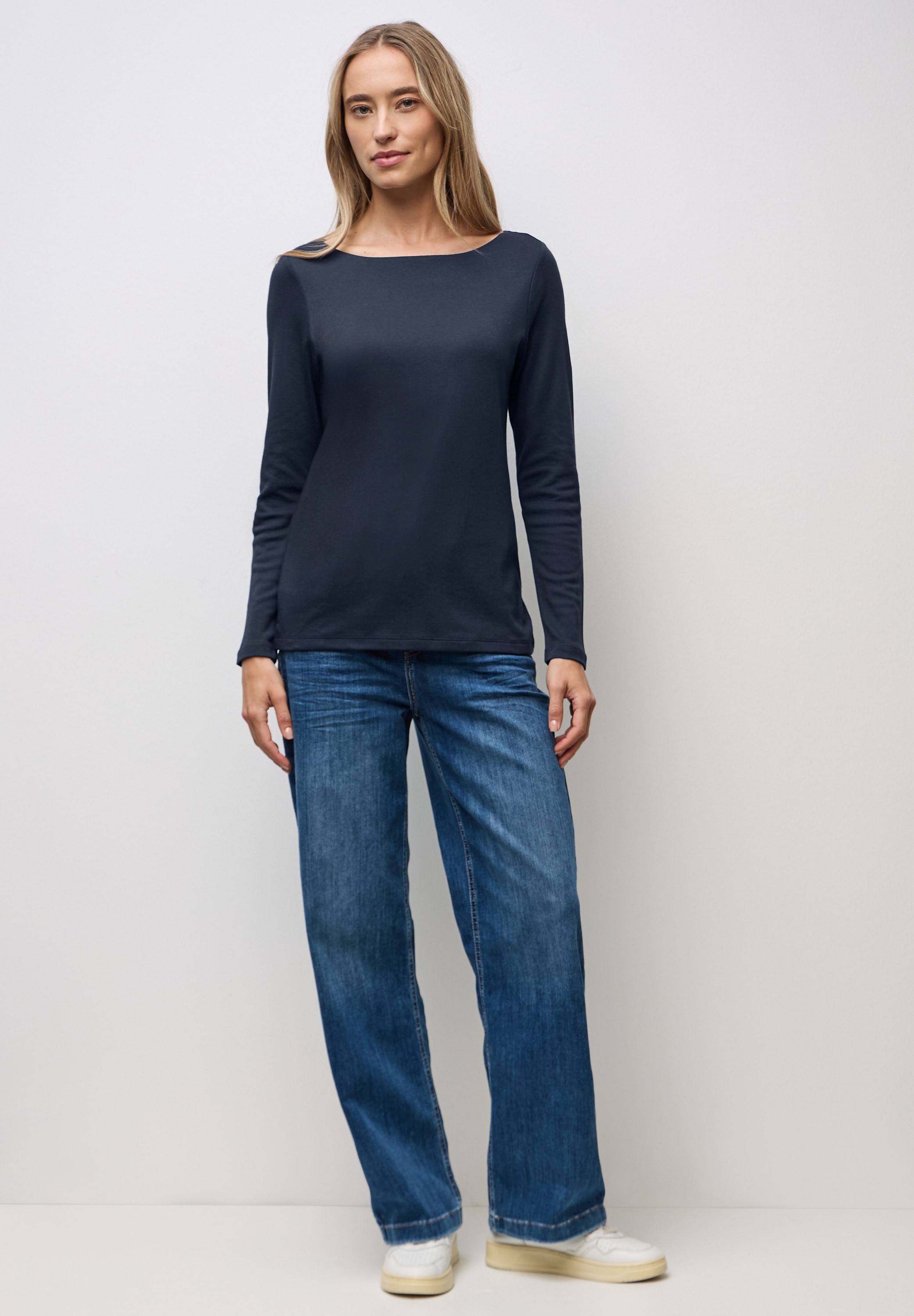 STREET ONE Langarmshirt in Unifarbe