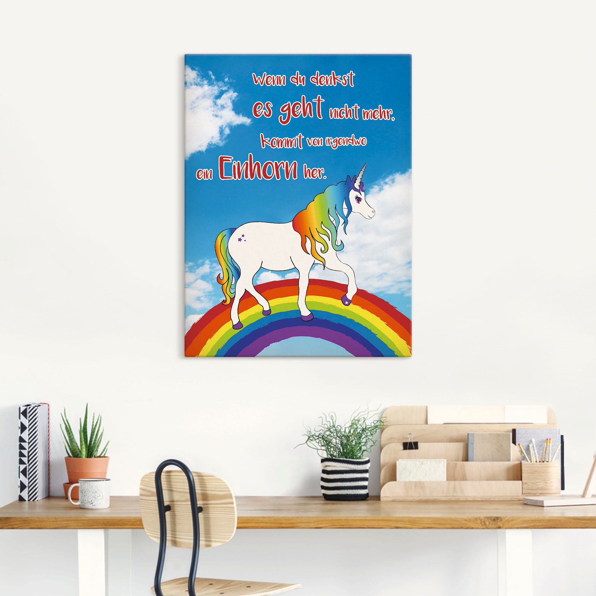 Artland Wandbild »Einhorn mit Regenbogen«, Animal Fantasy, (1 St.), als Poster in verschied. Größen
