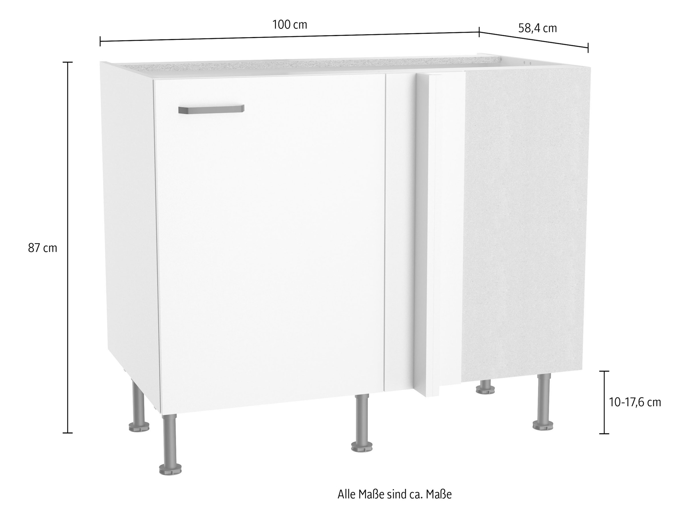 KOCHSTATION Unterschrank »KS-Paula« 100 x 60 cm breit, 87 cm hoch, mit 1 Tür, 1 Einlegeboden,