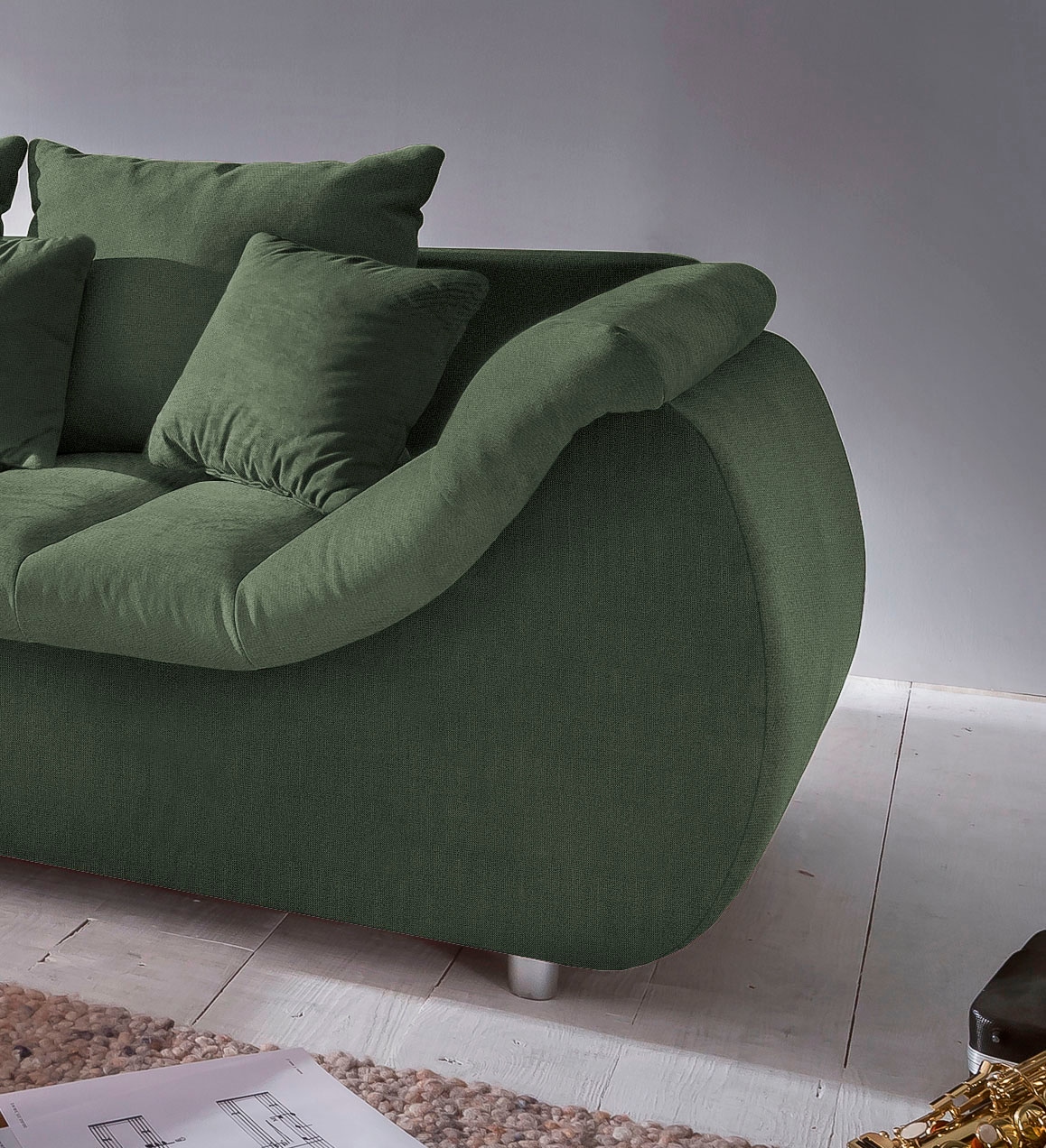 INOSIGN Ecksofa »Imola elegant und bequem, aktuelle Steppung im Sitz, L-Form«, wahlweise mit Bettfunktion