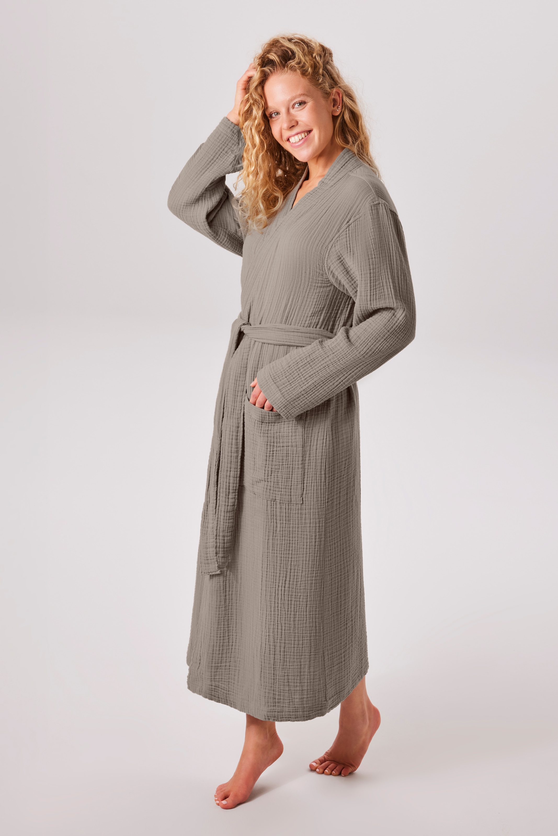 my home Bademantel "Juna Musselin, ideal für Sauna & Spa, Hotelbademantel, günstig online kaufen