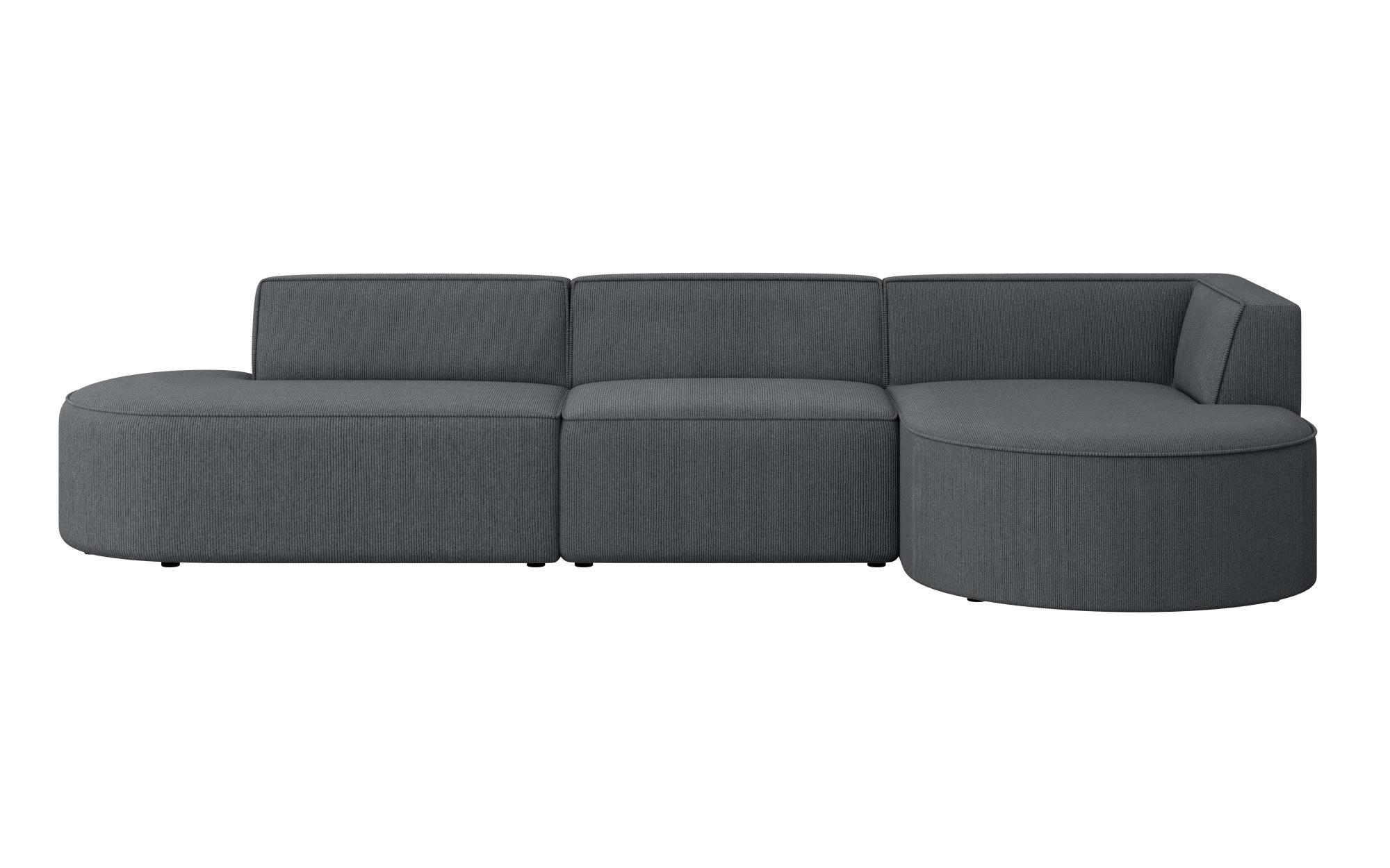 andas Ecksofa »EIVIND Designer Sofa mit Ottomane rechts/links, B/T/H: 343/159/72 cm«, L-Form mit Wellenunterfederung, auch in Feincord und Bouclé