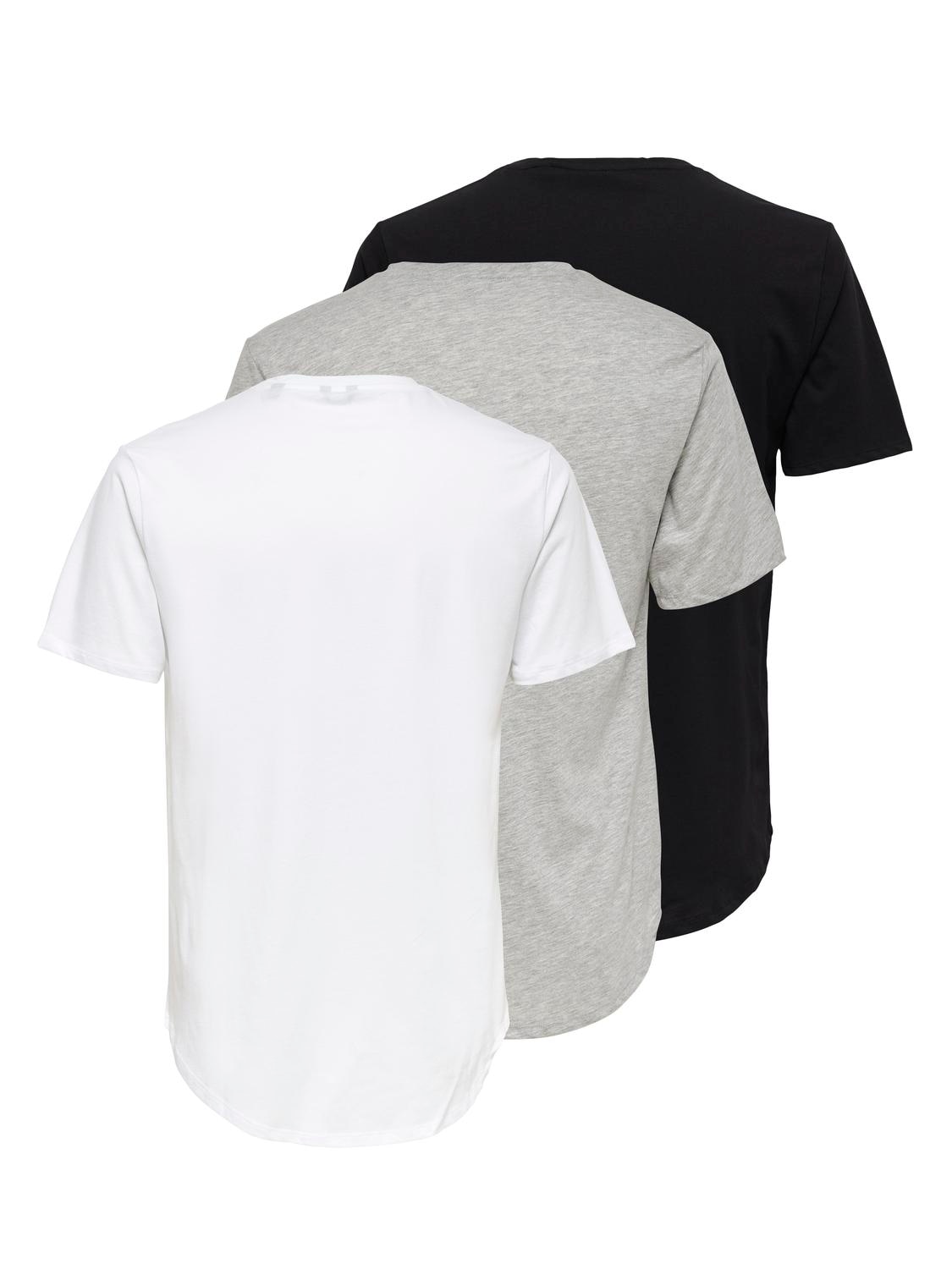 ONLY & SONS T-Shirt »ONSMATT LONGY SS TEE 3-PACK« Packung, 3 tlg. Baumwolle, relaxed fit