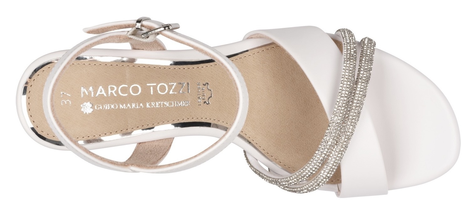 MARCO TOZZI by GMK Sandalette, Blockabsatz, Hochzeitsmode, Festtagsschuh, funkelnde Strasssteine