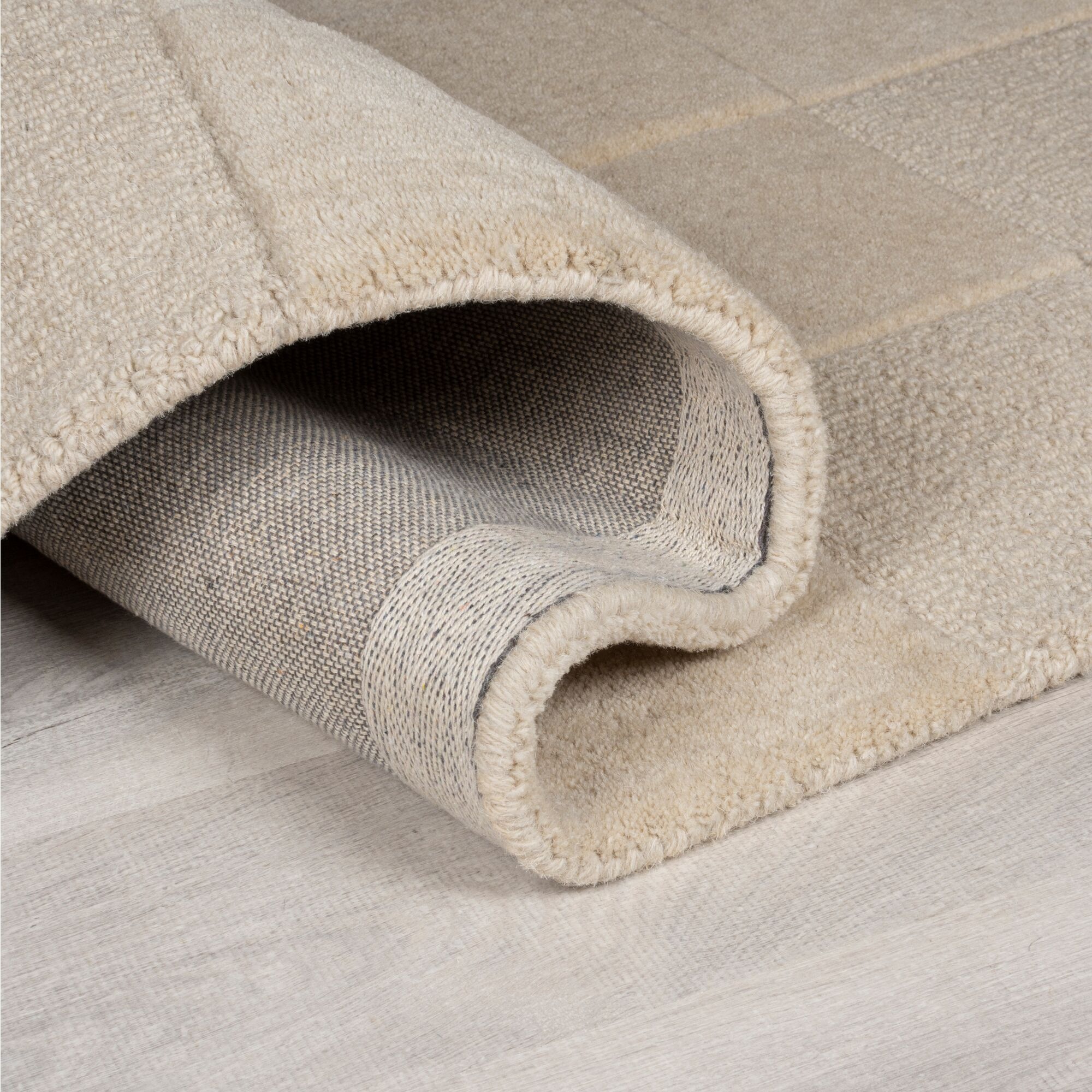 Wollteppich FLAIR RUGS "CHECKERBOARD", beige (natur), B:60cm H:10mm L:230cm, Wolle, Teppiche, Hoch-Tief-Effekt, Wohnzimmer, Schlafzimmer 2