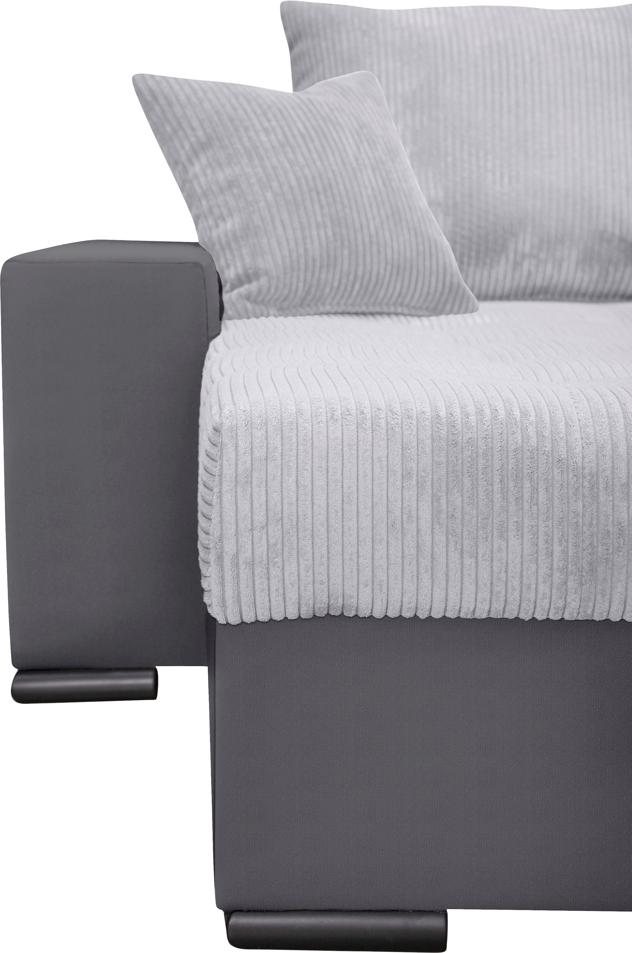 COLLECTION AB Wohnlandschaft »XL-Josy U-Form, Breite 313 cm, Cord-/Mix«, inkl. Bettfunktion, Bettkasten, mit 4 gleich großen Rückenkissen