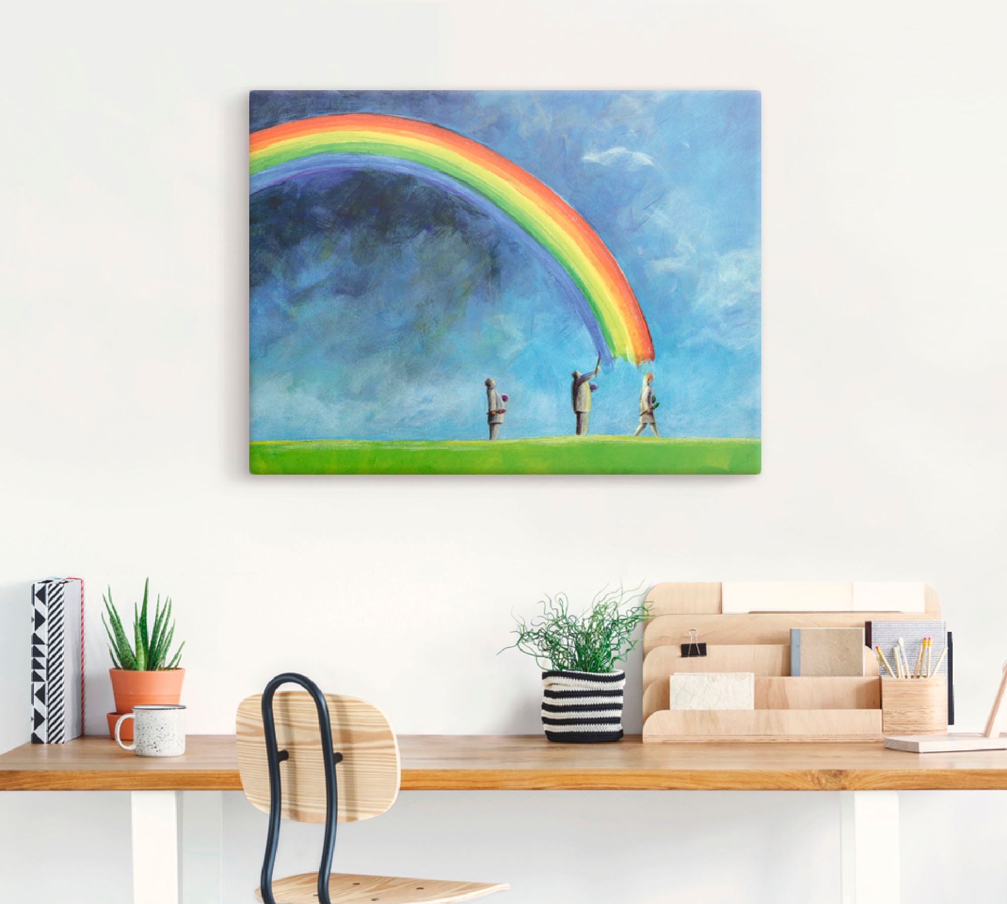Artland Poster »Regenbogen malen«, Gruppen & Familien, (1 St.), als Leinwandbild, Wandaufkleber oder Poster in versch. Größen