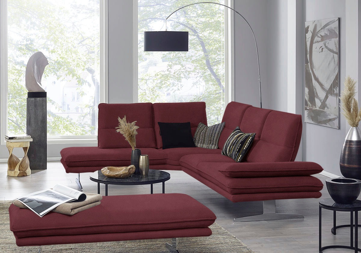 W.SCHILLIG Ecksofa »broadway, Designsofa, mit tollem Sitzkomfort, L-Form«, Sitztiefenverstellung, Kopfteil- & Seitenteilverstellung, Breite 284cm