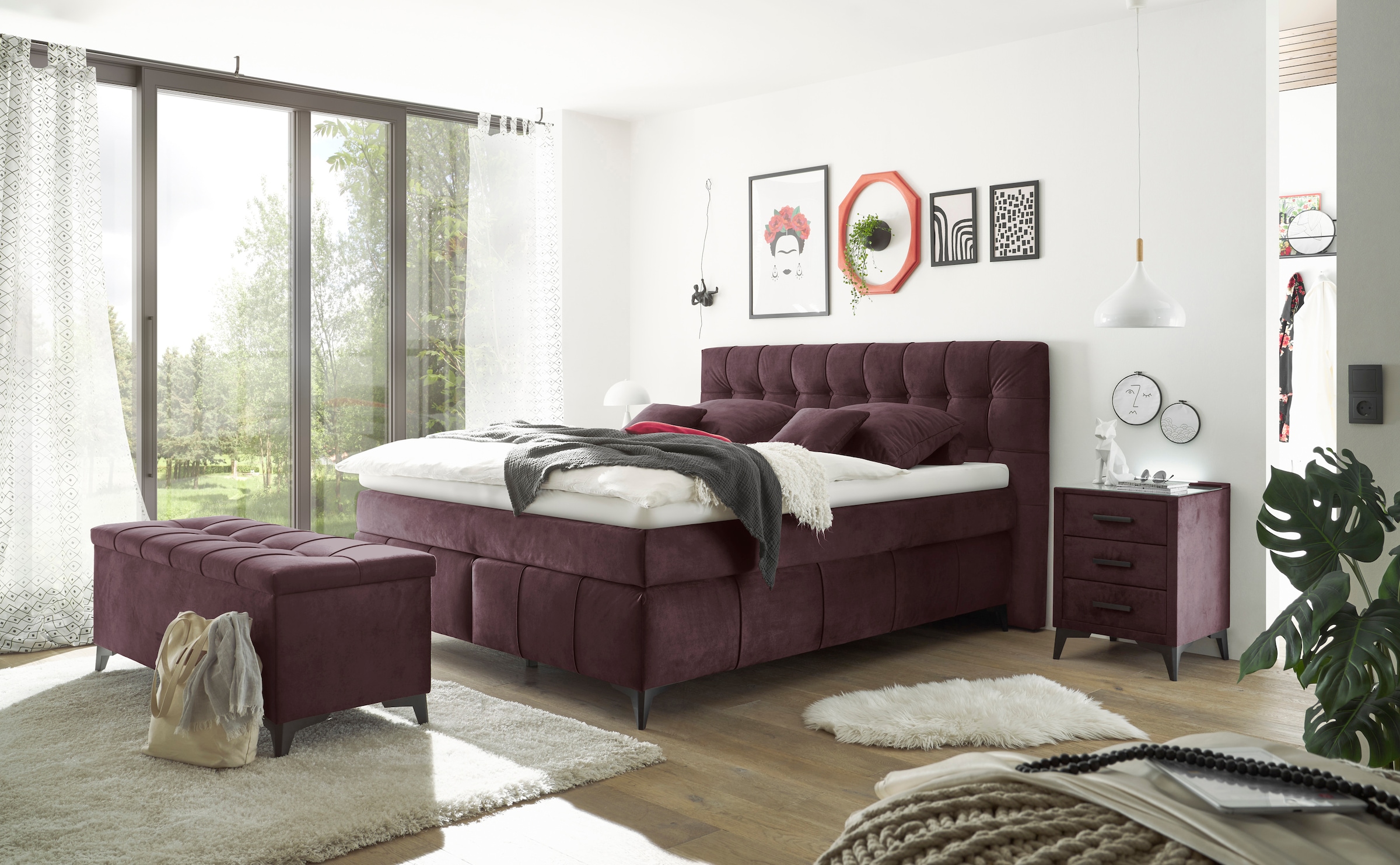 ED EXCITING DESIGN Boxspringbett »Oregon«, inkl. Duo-Matratze - Kokosmatte, Filzabdeckung