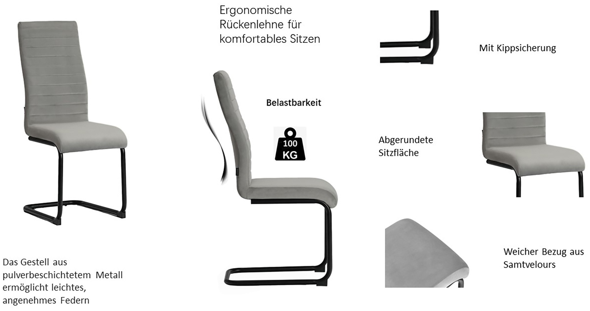 Home affaire Essgruppe »Melwine Keramiktisch Freischwinger«, (Set, 5 tlg.), Tisch ausziehbar 120-160 cm Esszimmer Tischgruppe
