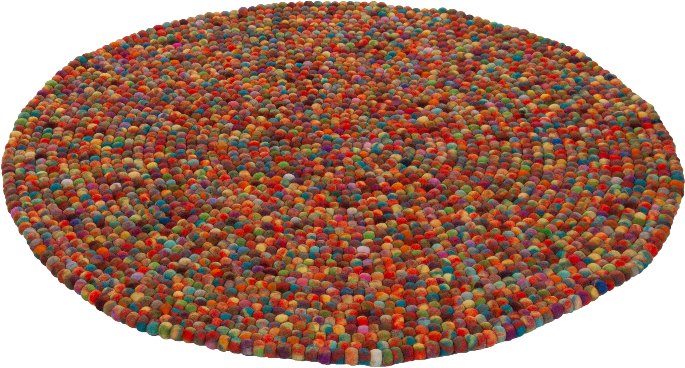 THEKO Wollteppich "Felty 2.2" rund 22 mm Höhe Filzkugel-Teppich, reine Wolle, handgefertigt