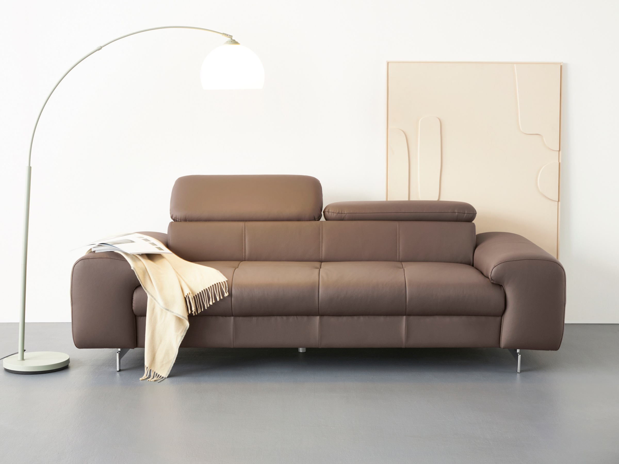COTTA 3-Sitzer "Chef", Big-Sofa mit Kopfteilverstellung, edle Metallkufen günstig online kaufen