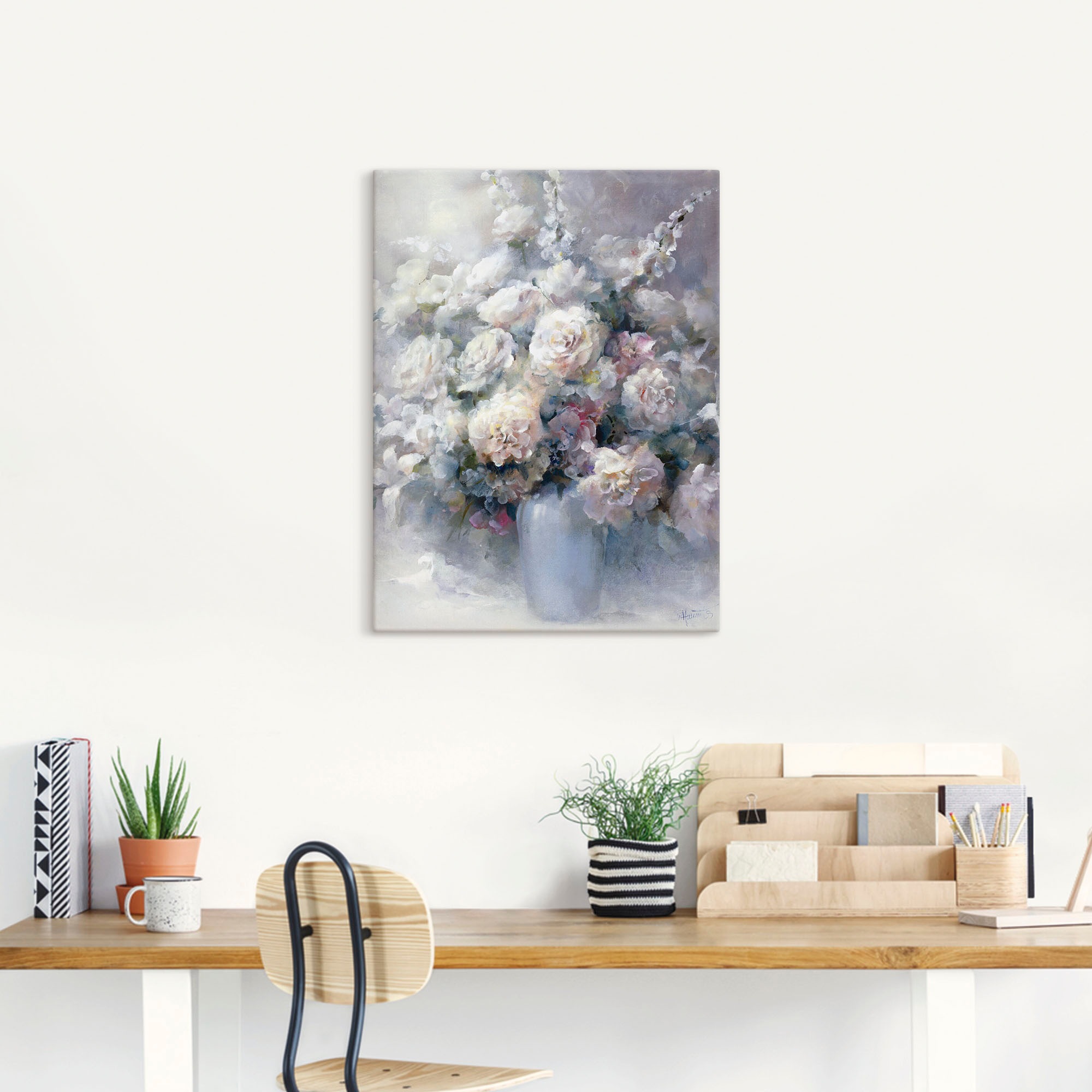 Artland Wandbild "Weißer Strauß" Blumen 1 Stk. tlg. als Leinwandbild, Poste günstig online kaufen