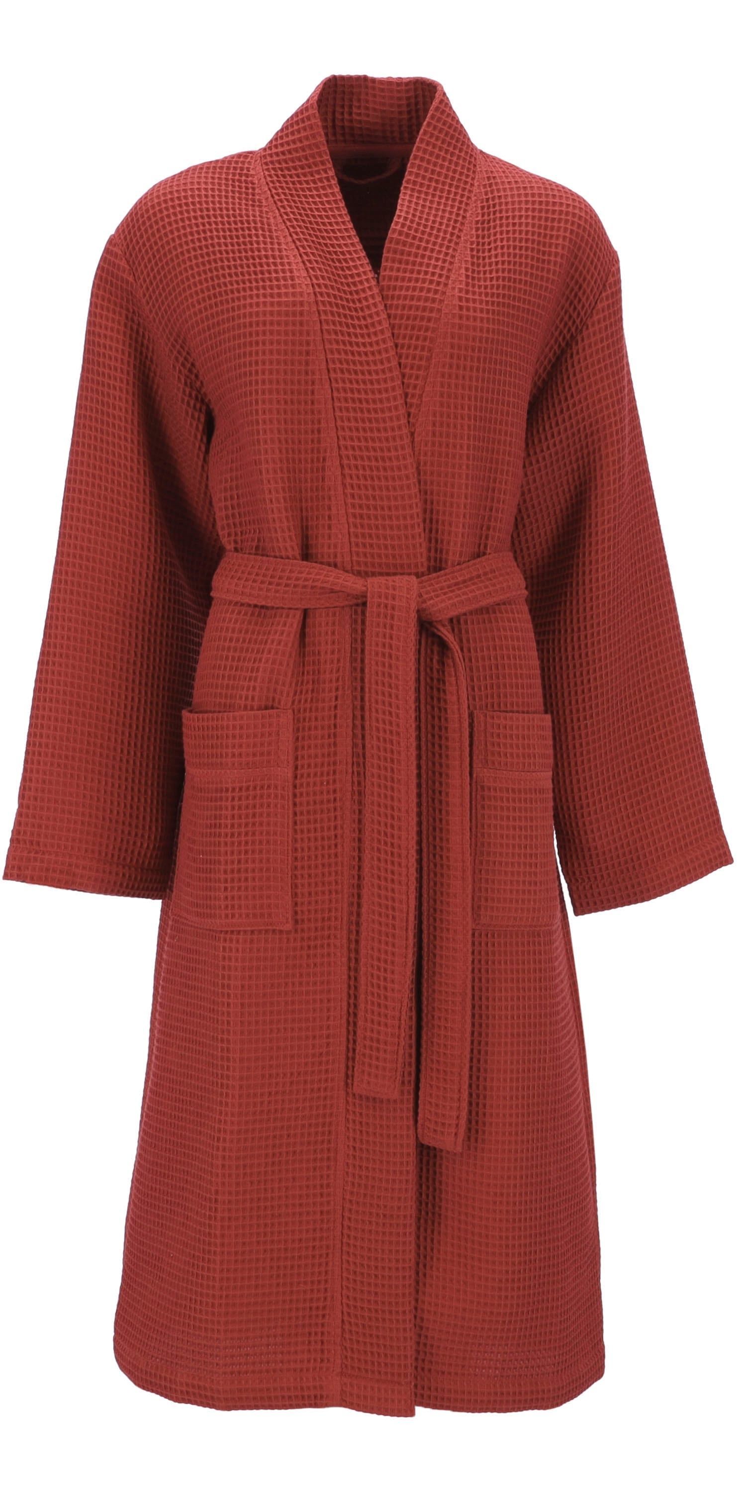 Bademantel VOSSEN, L:120cm, rot, Baumwoll-Mix, Hausmäntel, "Siam, ideal für Sauna & Spa, Hotelbademantel, Morgenmantel", Waffelpique