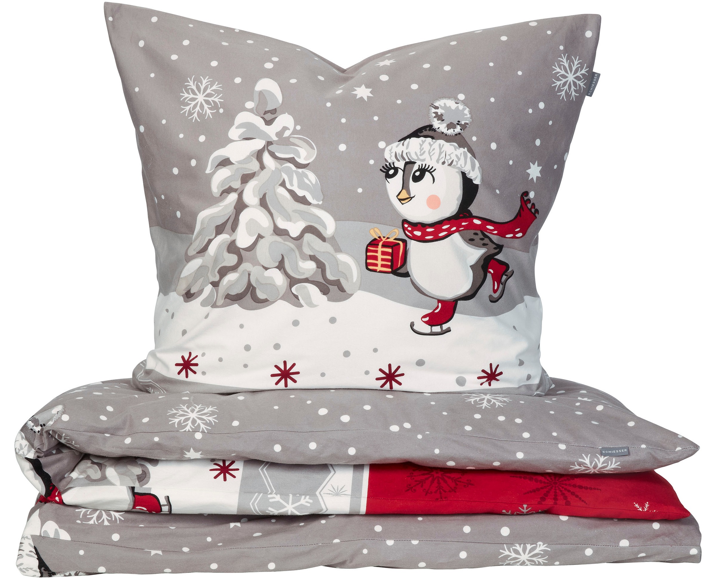 Schiesser Bettwäsche "Telso aus weicher Baumwolle mit süßen Pinguinen" 2 St günstig online kaufen