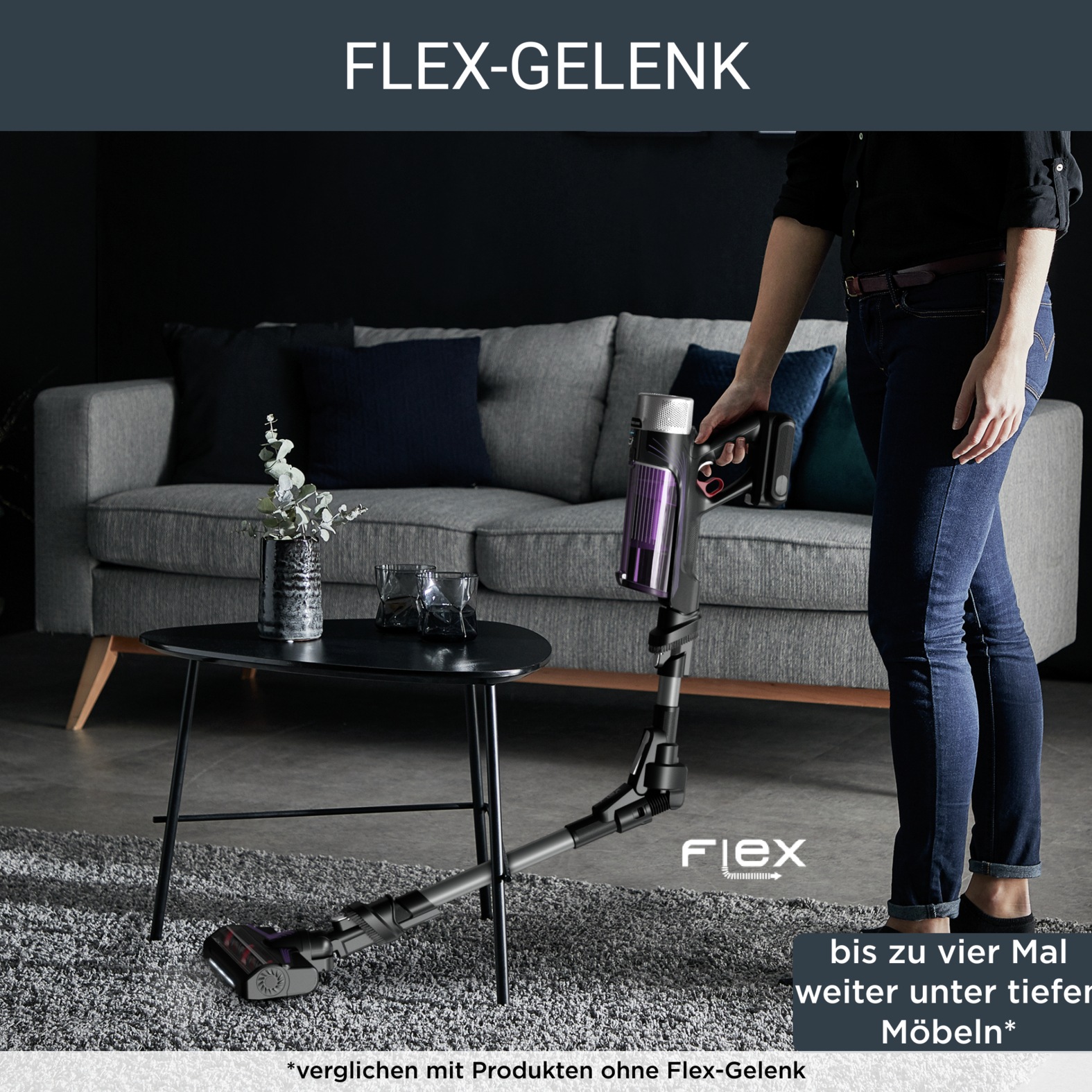 Rowenta Akku-Hand-und Stielstaubsauger »X-Force Flex 9.60 Allergy, kabellos, bis zu 100 Air Watt, ultraleicht«, hohes Fassungsvermögen, Flex-Gelenk, lange Betriebsdauer, RH203A