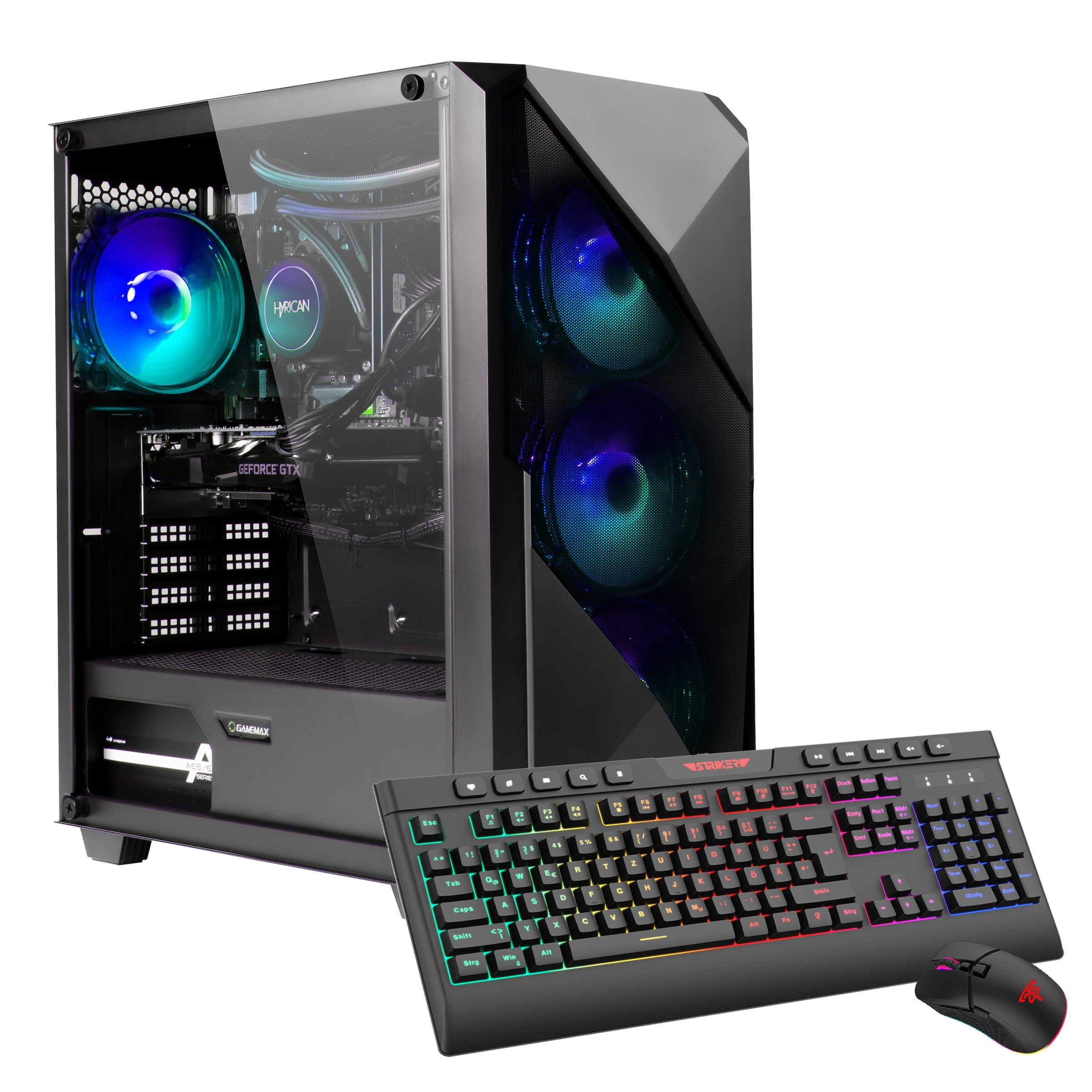 GAMEMAX Gaming-PC "Striker 8017 AMD Ryzen 5 7500F 16GB DDR5 1TB SSD RTX 5060Ti", schwarz, Microsoft Windows 11 Home (64 Bit), 16 GB RAM 1.000 GB SSD,