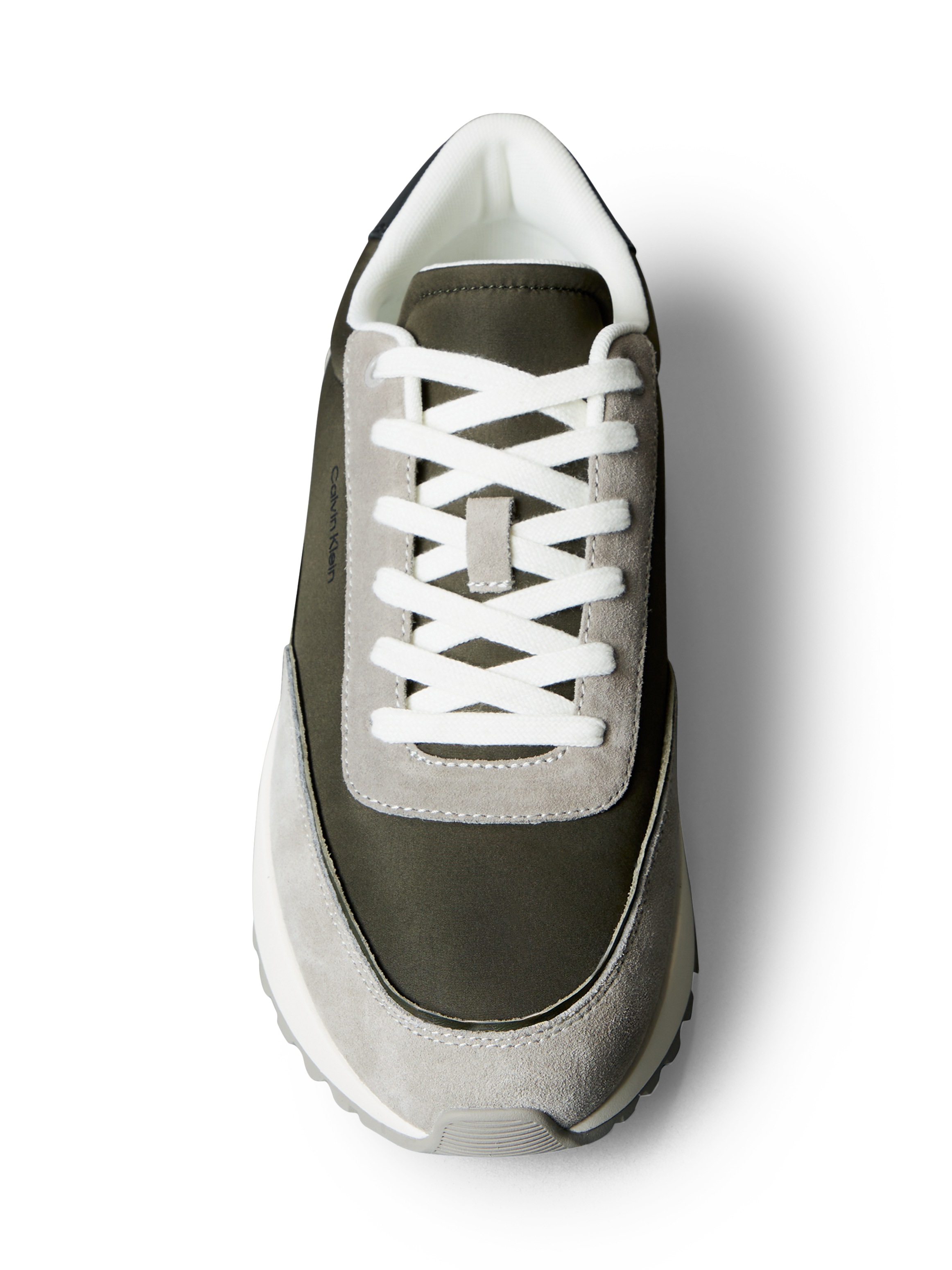 Plateausneaker CALVIN KLEIN "LOW TOP LACE UP REPREVE MIX", Herren, Gr. 41, grau, schwarz khaki, schwarz, Leder, Textil, kontrastfarbene Details, Schuhe Plateausneaker, Schnürschuh, Halbschuh, Freizeitschuh mit Profilsohle 3