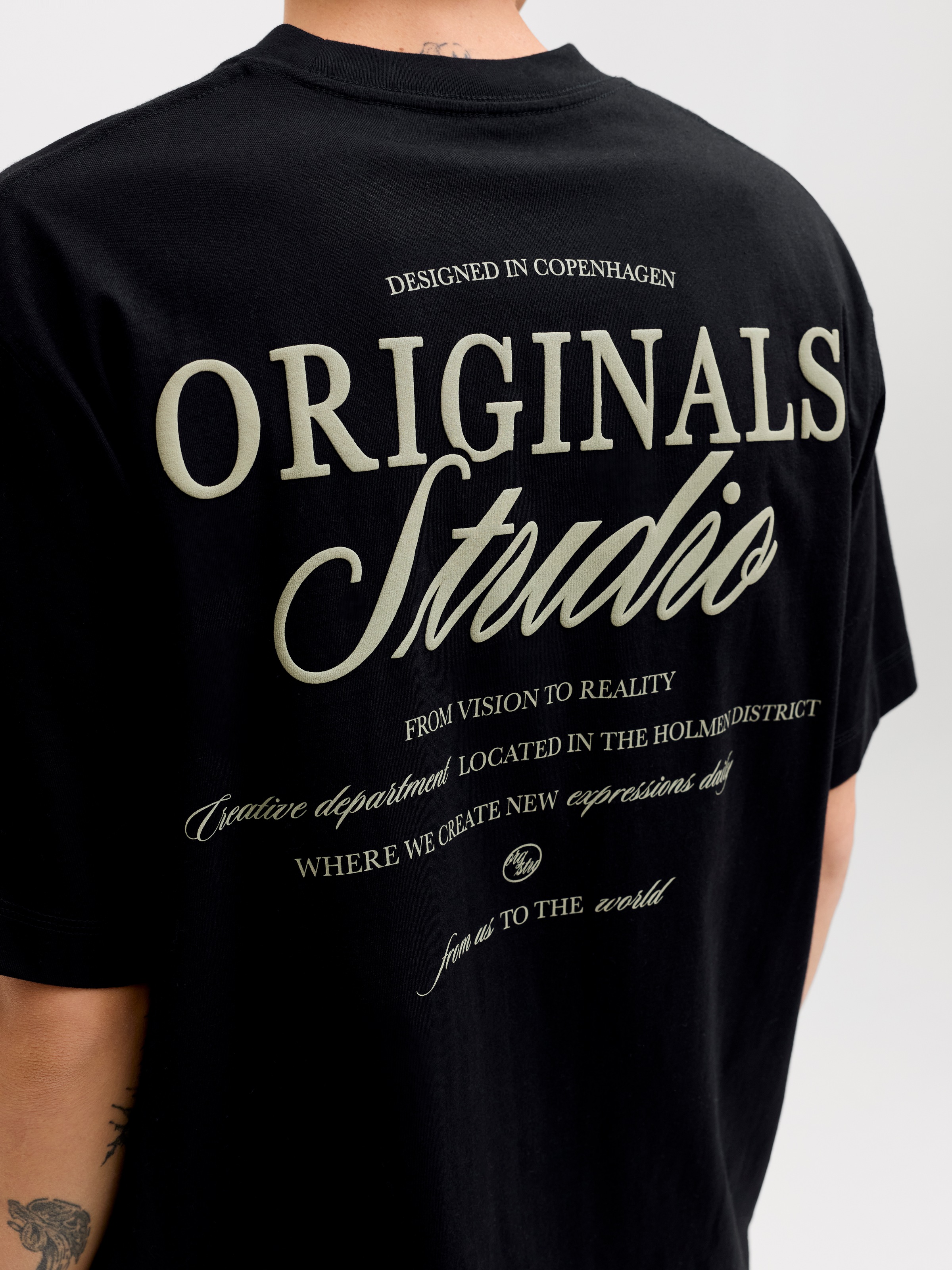 Kurzarmshirt JACK & JONES "JORNORREBRO TYPO TEE SS CREW NECK NOOS", Herren, Gr. XL, schwarz print:ss 26, Jersey, Obermaterial: 100% Baumwolle, bedruckt, relaxed fit normal, Rundhals, Shirts, Baumwolle, relaxed fit 2
