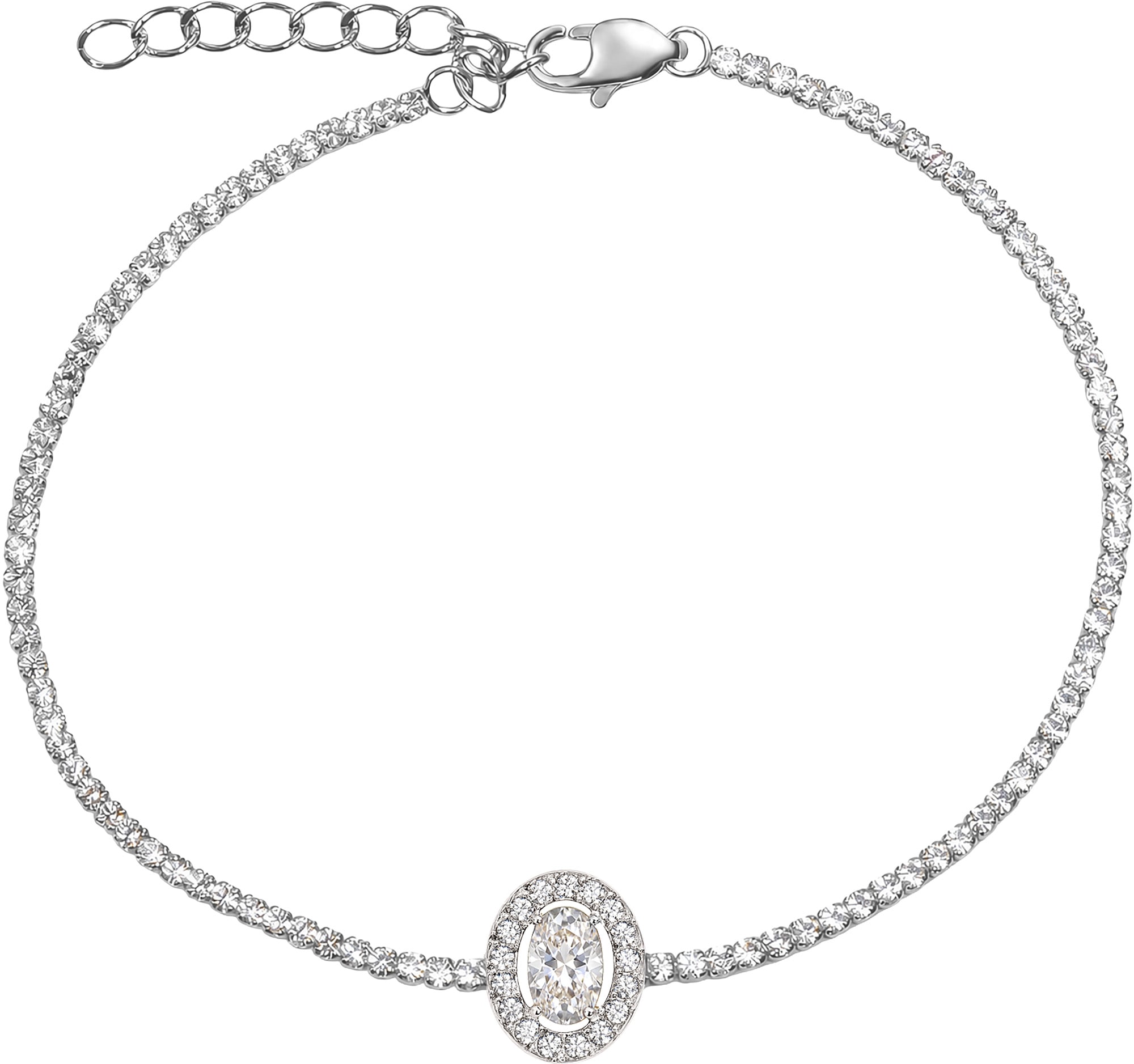 Jacques Lemans Edelstahlarmband »Oval« mit Zirkonia (synth.)