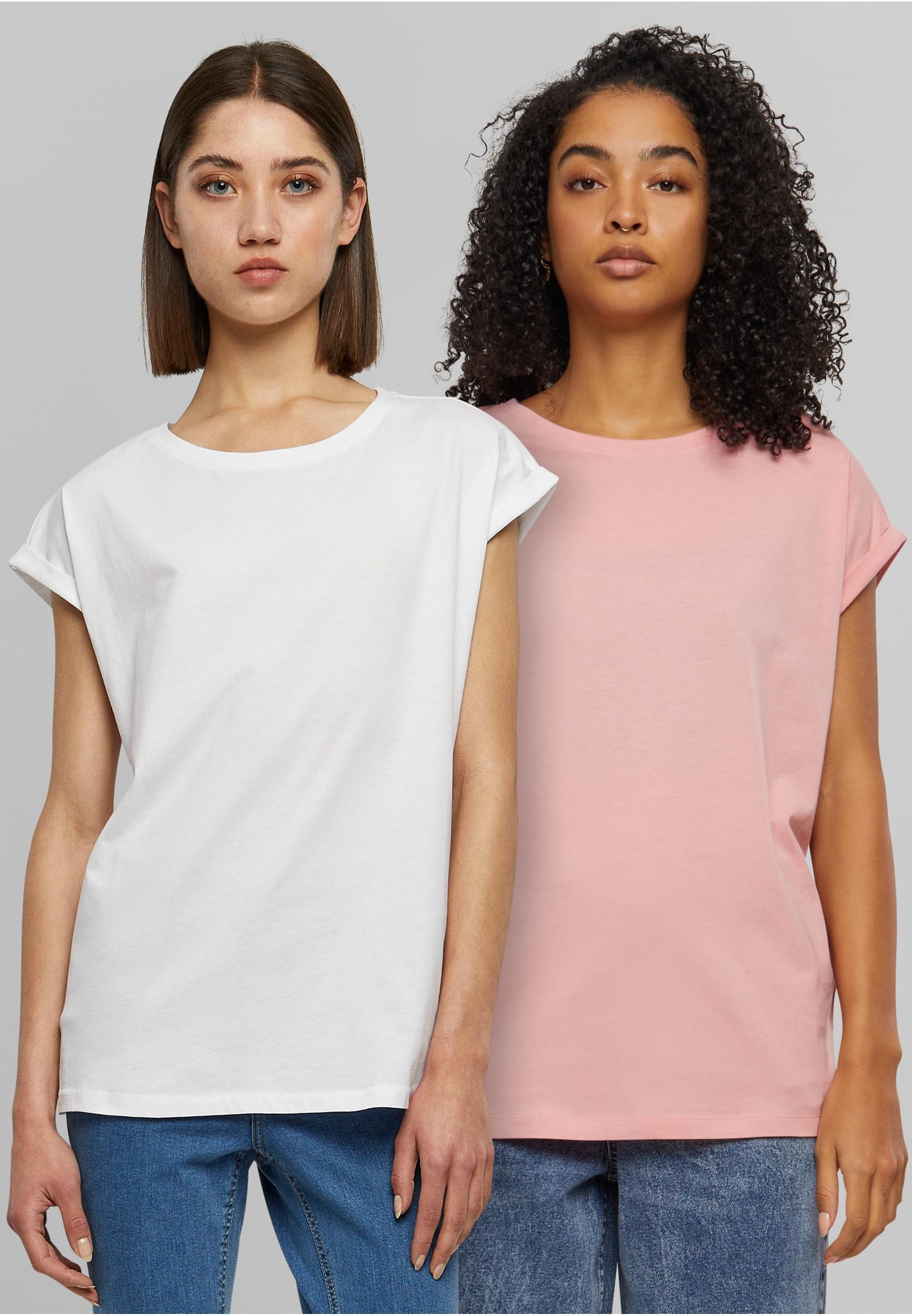 URBAN CLASSICS T-Shirt »Urban Classics Damen Ladies Extended Shoulder Tee 2-Pack«, (1 tlg.)