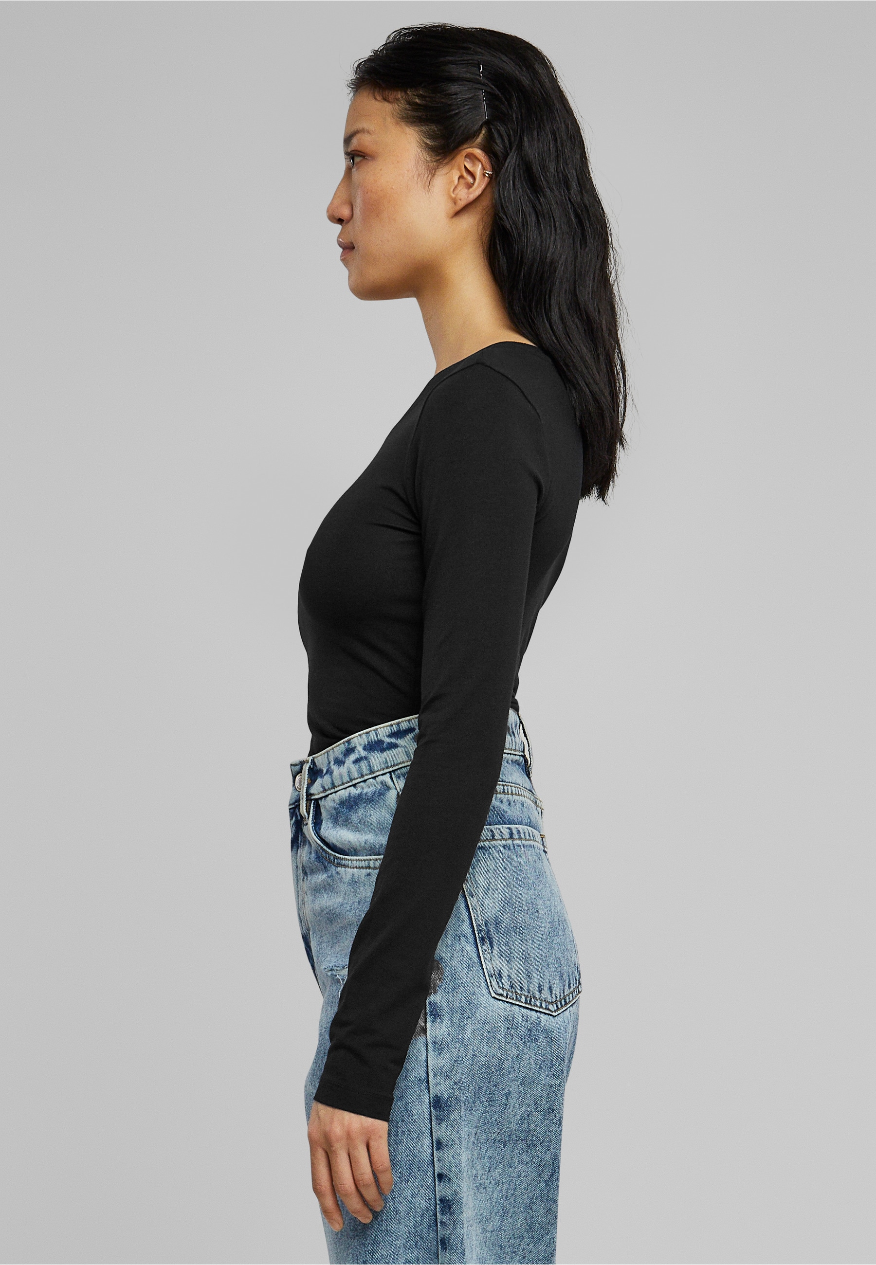 URBAN CLASSICS Langarmshirt »Urban Classics Damen Ladies Stretch Jersey Longsleeve Body« 1