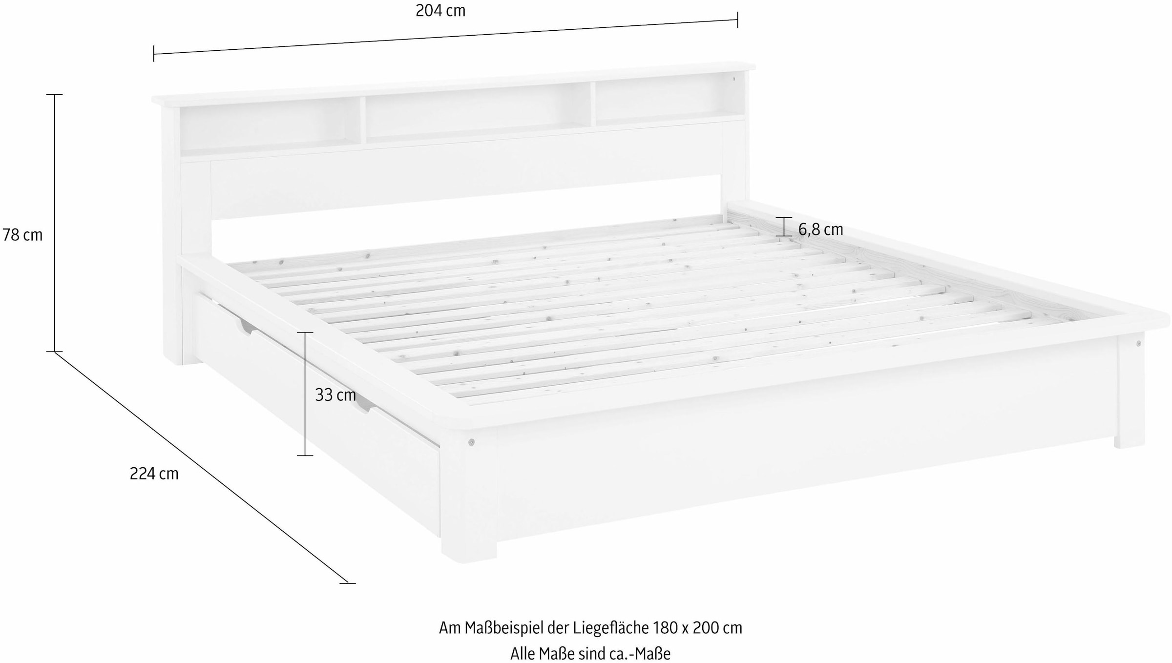Home affaire Massivholzbett »"KERO" BESTSELLER! Stauraum im Kopfteil«, zertifiziertes Massivholz (Kiefer), optional mit Schublade