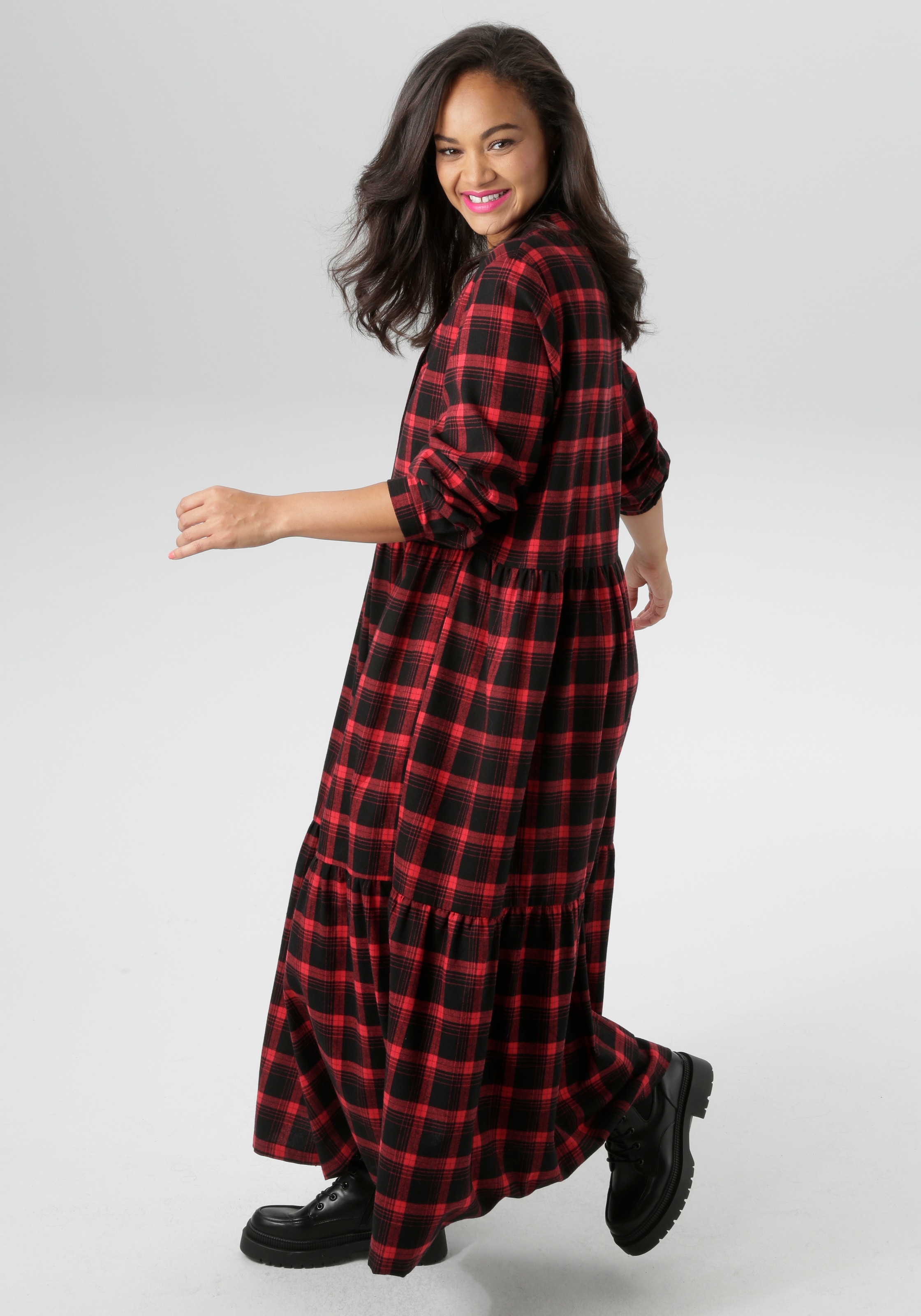 Aniston PLUS Karokleid, aus weicher Flanell mit Karo - NEUE KOLLEKTION
